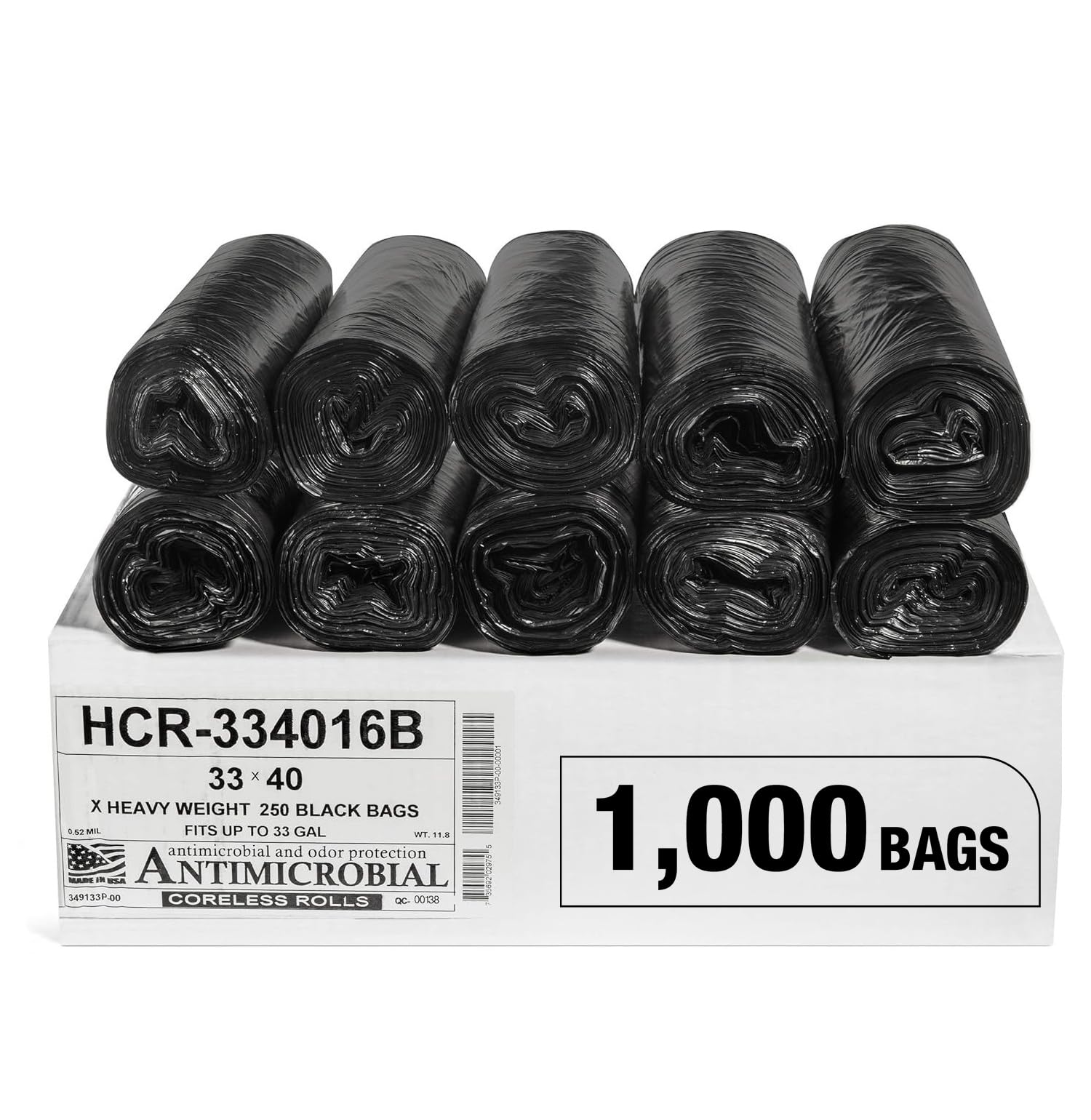 Aluf Plastics High Density Trash Bags, 10 Gallon, 4000 Count, 6 Micron (eq), 24" x 24", Black, for Bathroom, Office, Industrial, Commercial, Janitorial, Municipal, Recycling