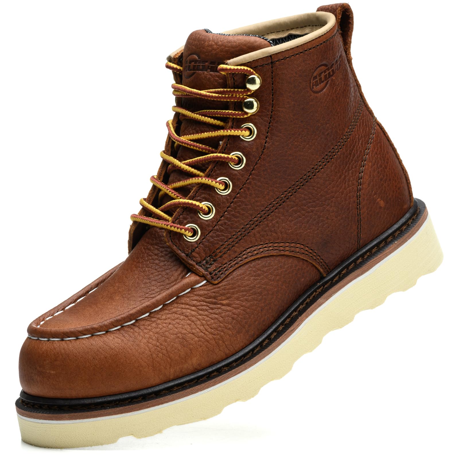 Work Boots for Men - 6 Inch Wedge Soft Toe Mens Work Boots, Waterproof Construction Work Shoes