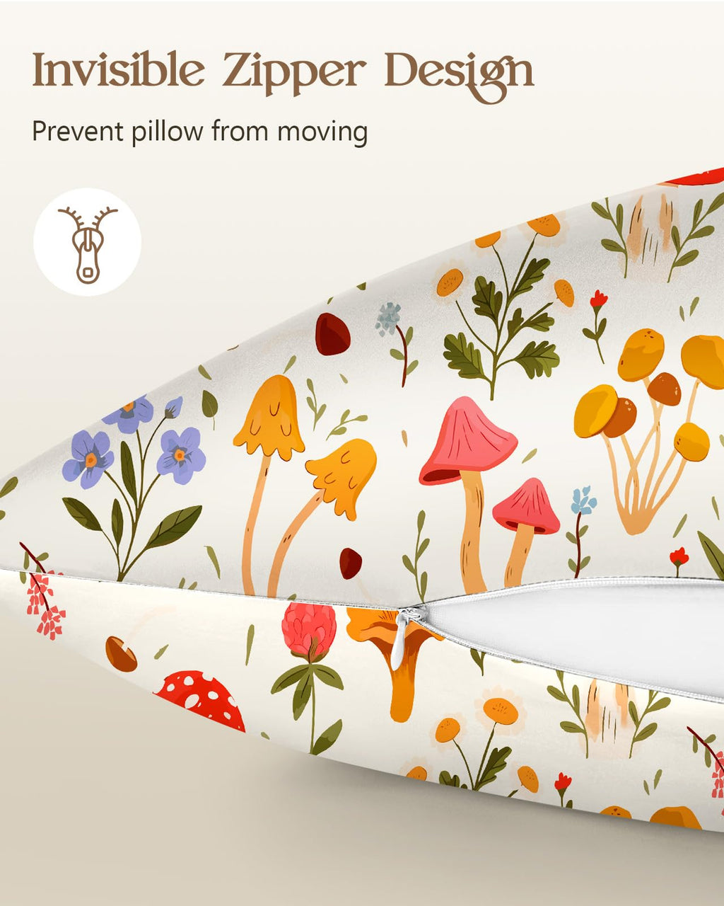 Miss Adola 2 Pack Mulberry Silk Pillowcase for Hair and Skin - Standard Size 20 x 26 Inches with Hidden Zipper Beige Flower 19 Momme Soft Sleeping Silk Pillow Case for Women, Moms