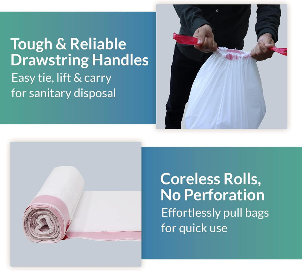 Reli. Drawstring Trash Garbage Bags, Tall Kitchen, 250 Count Bulk, White, 13 Gallon - 16 Gallon Capacity
