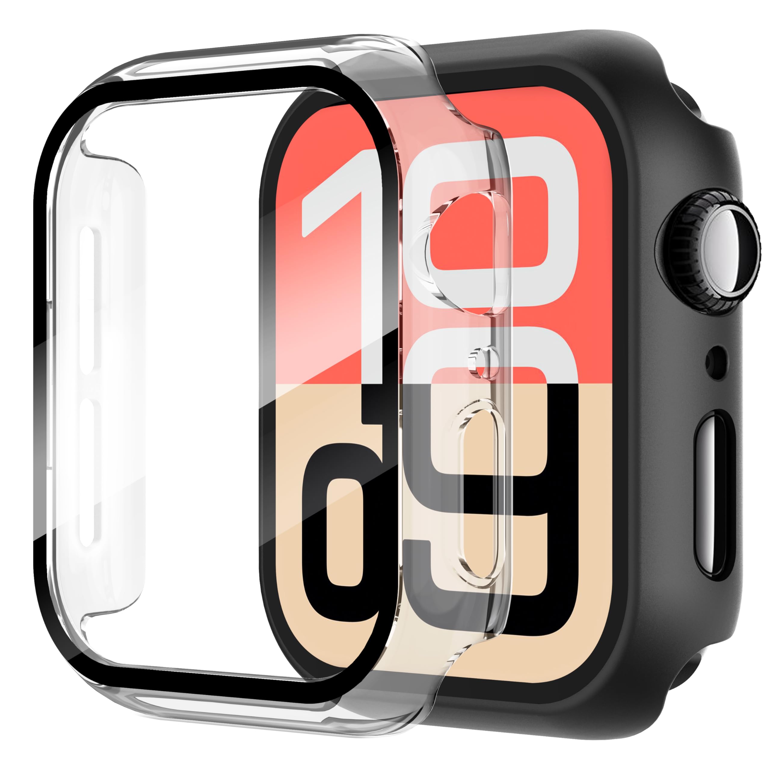 Diruite 2-Pack for Apple Watch Series 3/2/1 38mm Case, Ultra-Thin All-Around Tempered Glass Screen Protector Protection Cover for iWatch 38mm - Black