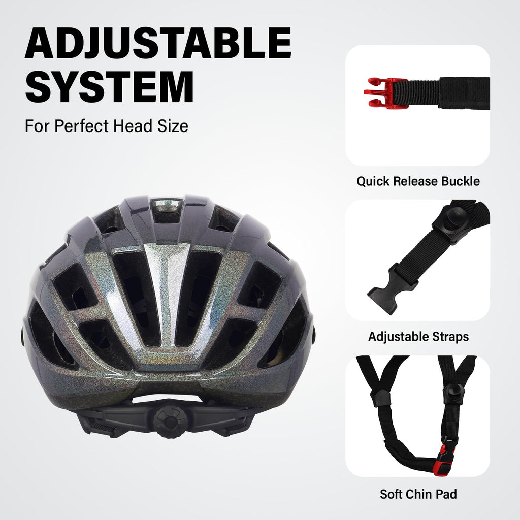 Youth Adult Road Bike Helmet, Men Women Adjustable Mountain Bicycle Helmet with Detachable Visor, 2 Sizes for Age 8-14+ Youth, Kids, Adult