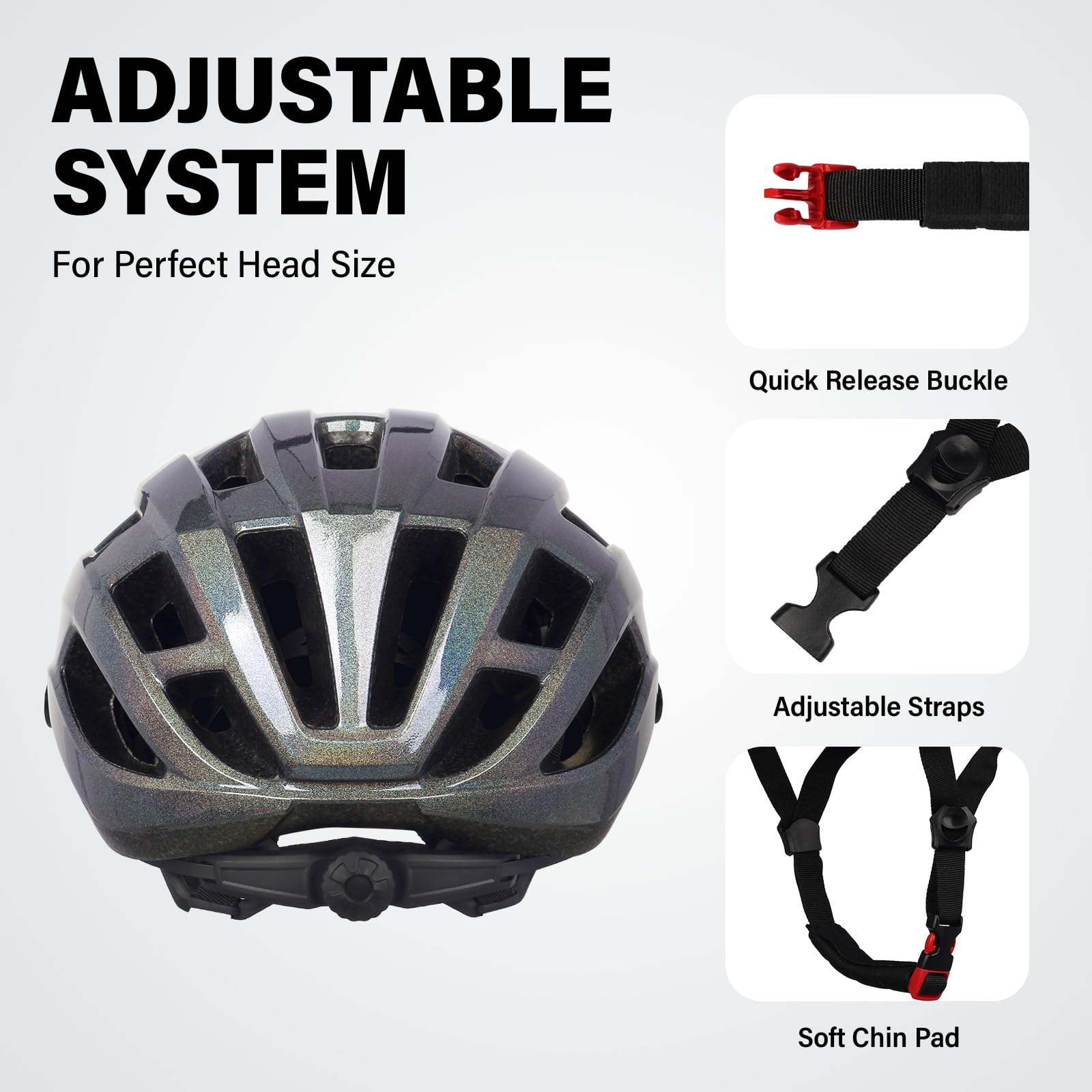 Youth Adult Road Bike Helmet, Men Women Adjustable Mountain Bicycle Helmet with Detachable Visor, 2 Sizes for Age 8-14+ Youth, Kids, Adult