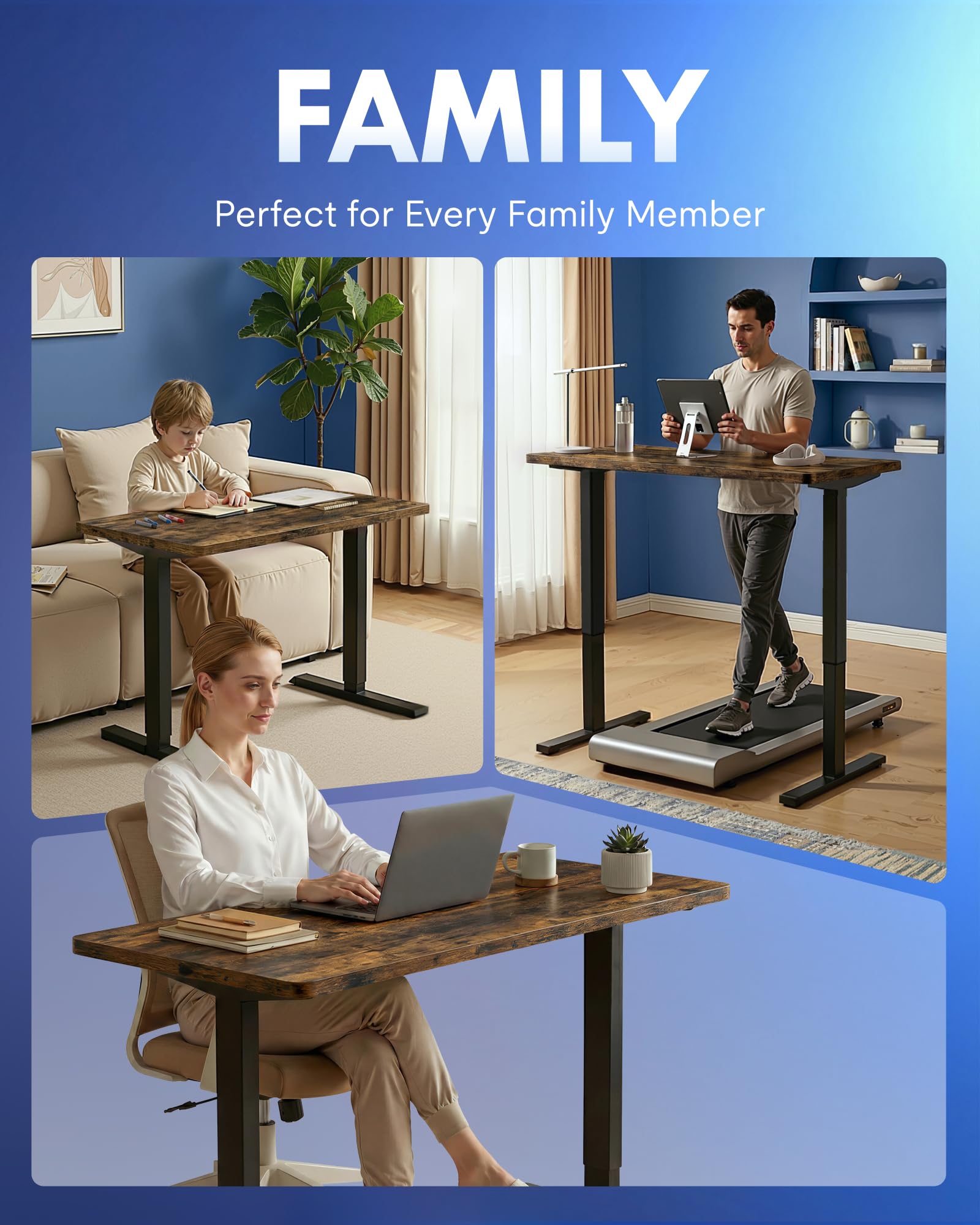 FLEXISPOT EN1 One-Piece Standing Desk, Electric Adjustable with 4 Memory Presets, 176 LBS Capacity, Stable & Quiet, Seamless Desktop for Home Office & Dual Monitors, 40"x24" Black