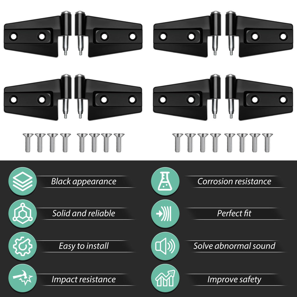 Jeep Wrangler JK 2 Door Hinge Assembly Kits Compatible with 2007-2018 Jeep Wrangler JK JKU Rubicon Unlimited Sahara Inside and Outside (2 Door), Jeep Wrangler JK JKU 2 Door Hinge 8PCS with 18 Bolts