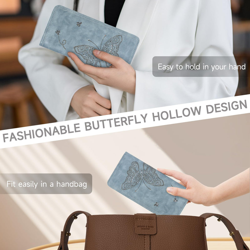 KITEVIUN RFID Wallet Women Ultra Slim Thin Womens Wallet Compact Clutch Long Ladies Wallet for Women WHITE
