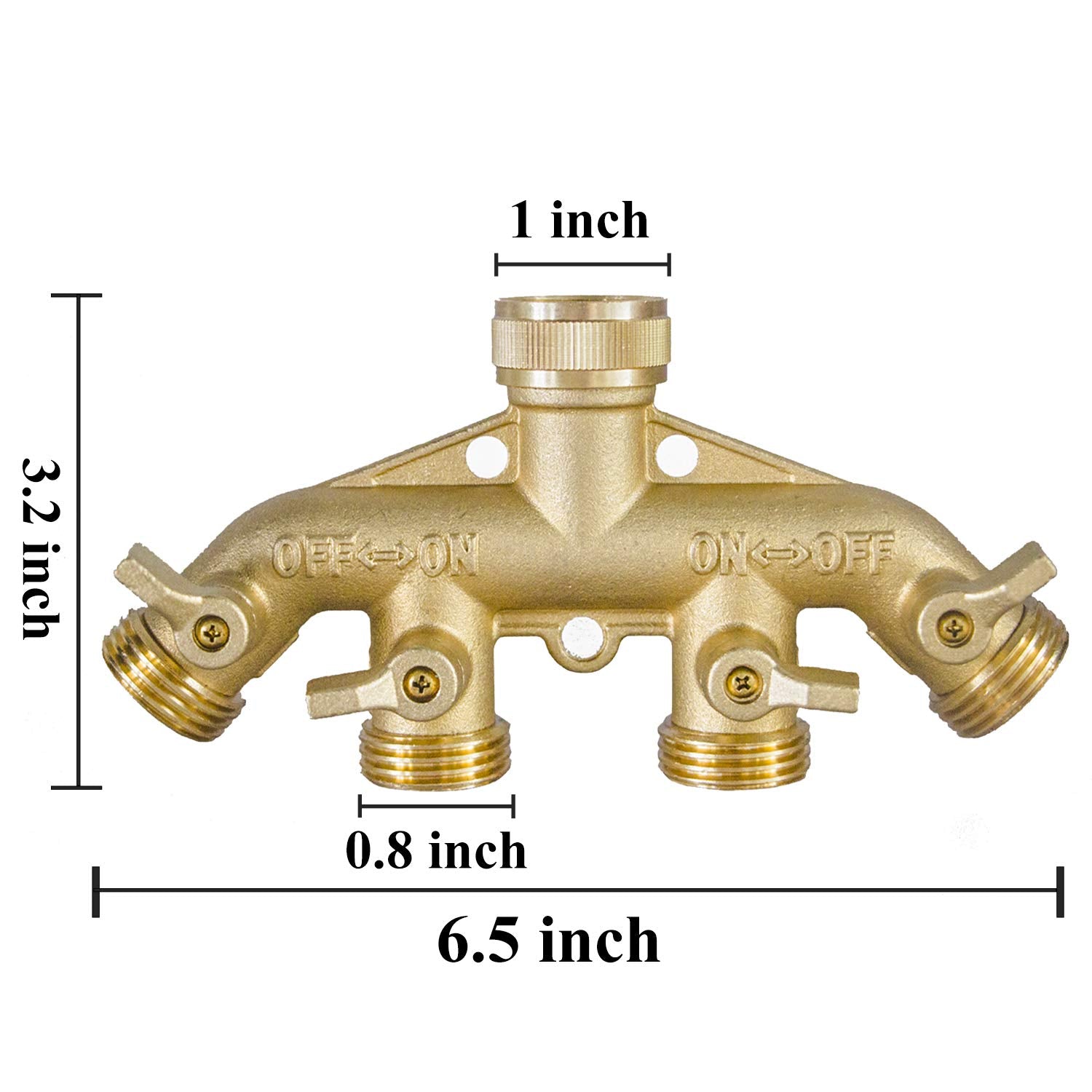 Hourleey Brass Garden Hose Splitter (2 Way), Solid Brass Hose Y Splitter 2 Valves with 2 Extra Rubber Washers (Brass)