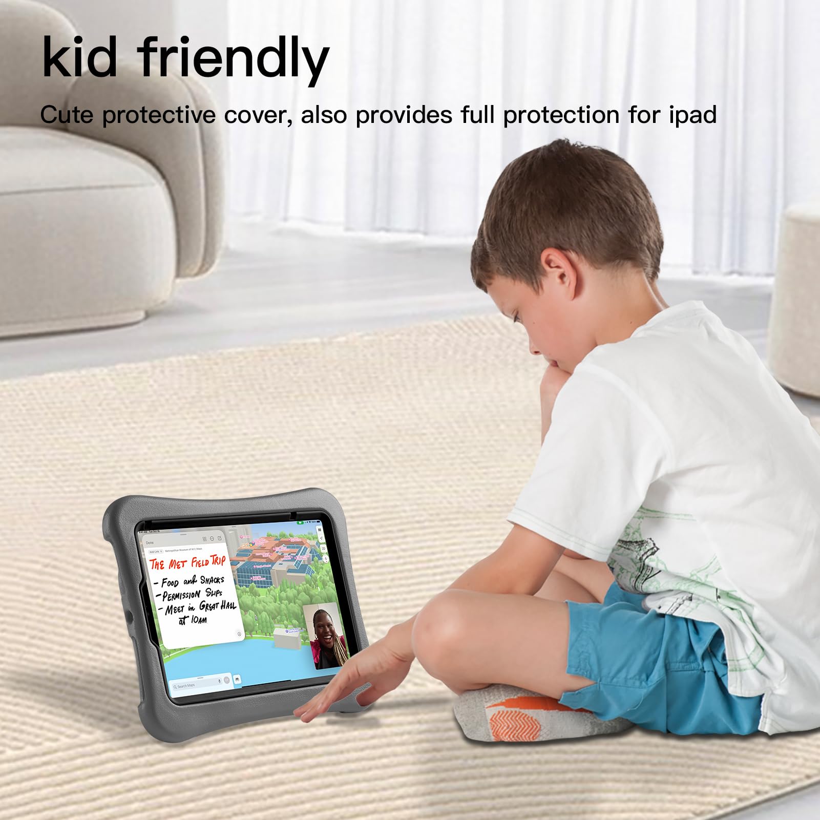 Kids Case for iPad mini 7 (A17 Pro) 2024 /iPad Mini6 2021, Light Weight Heavy Duty/Shockproof/Drop Proof with Handle/Kickstand, Child Friendly Cover for iPad mini 7th/6th Gen 8.3inch (red)