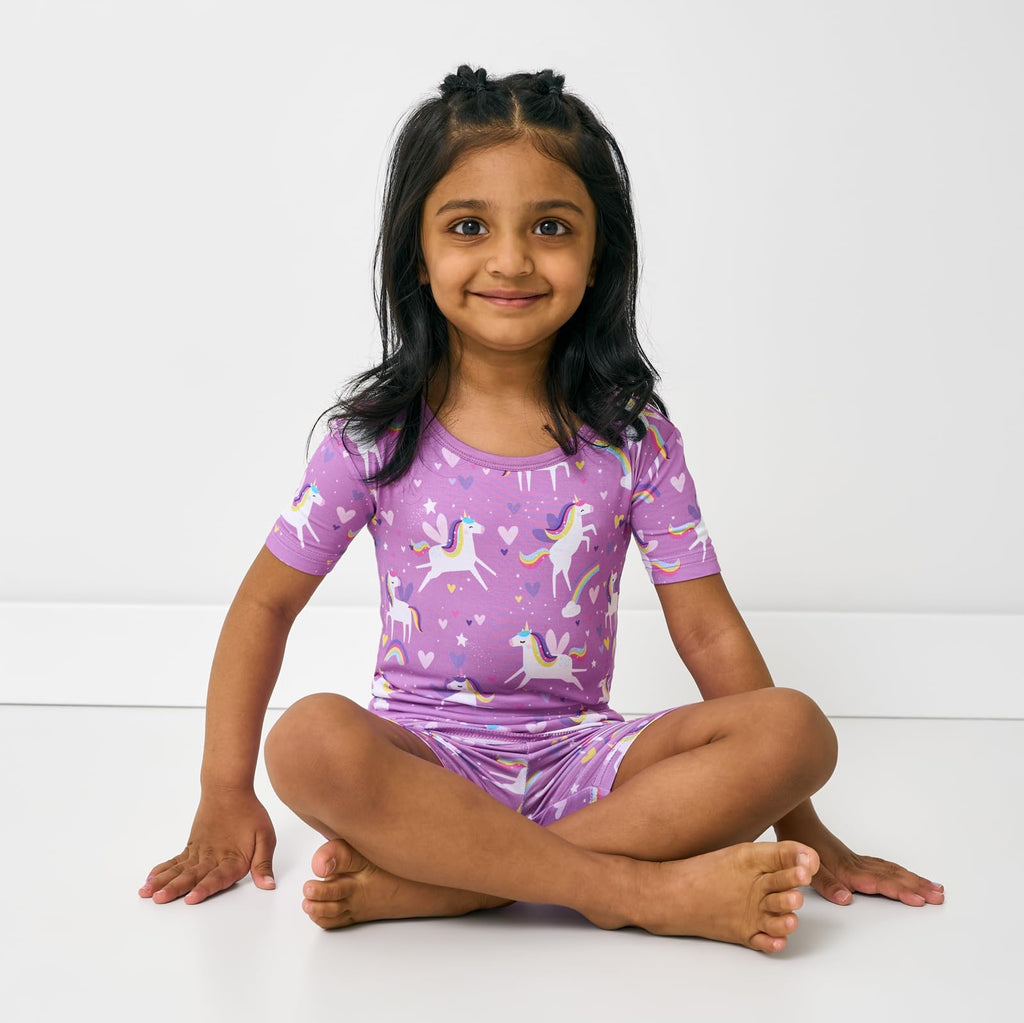 Little Sleepies Pajama Set w/Short Sleeve Shirt & Shorts, Viscose from Bamboo Toddler Pajamas, Girl & Boys Pajamas for Kids