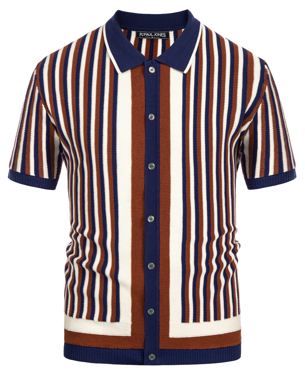PJ PAUL JONES Men's Polo Shirts Retro Knit Shirt Vintage Striped Shirt