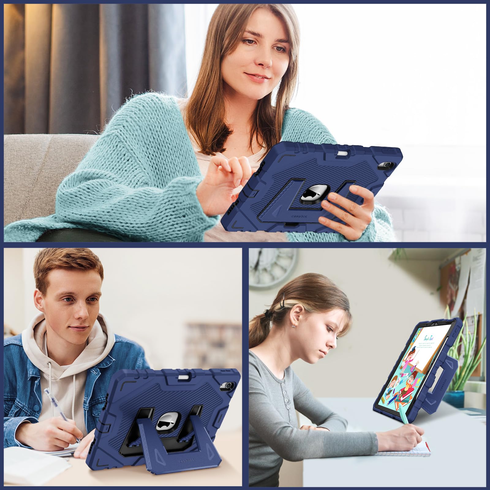 Fintie Case for iPad Air 11-inch M4/M3/M2 (2026/2025/2024), iPad Air 5th / 4th Generation (2022/2020) 10.9 Inch, Fully-Body Rugged Heavy Duty Shockproof Case with Kickstand for Kids, Black
