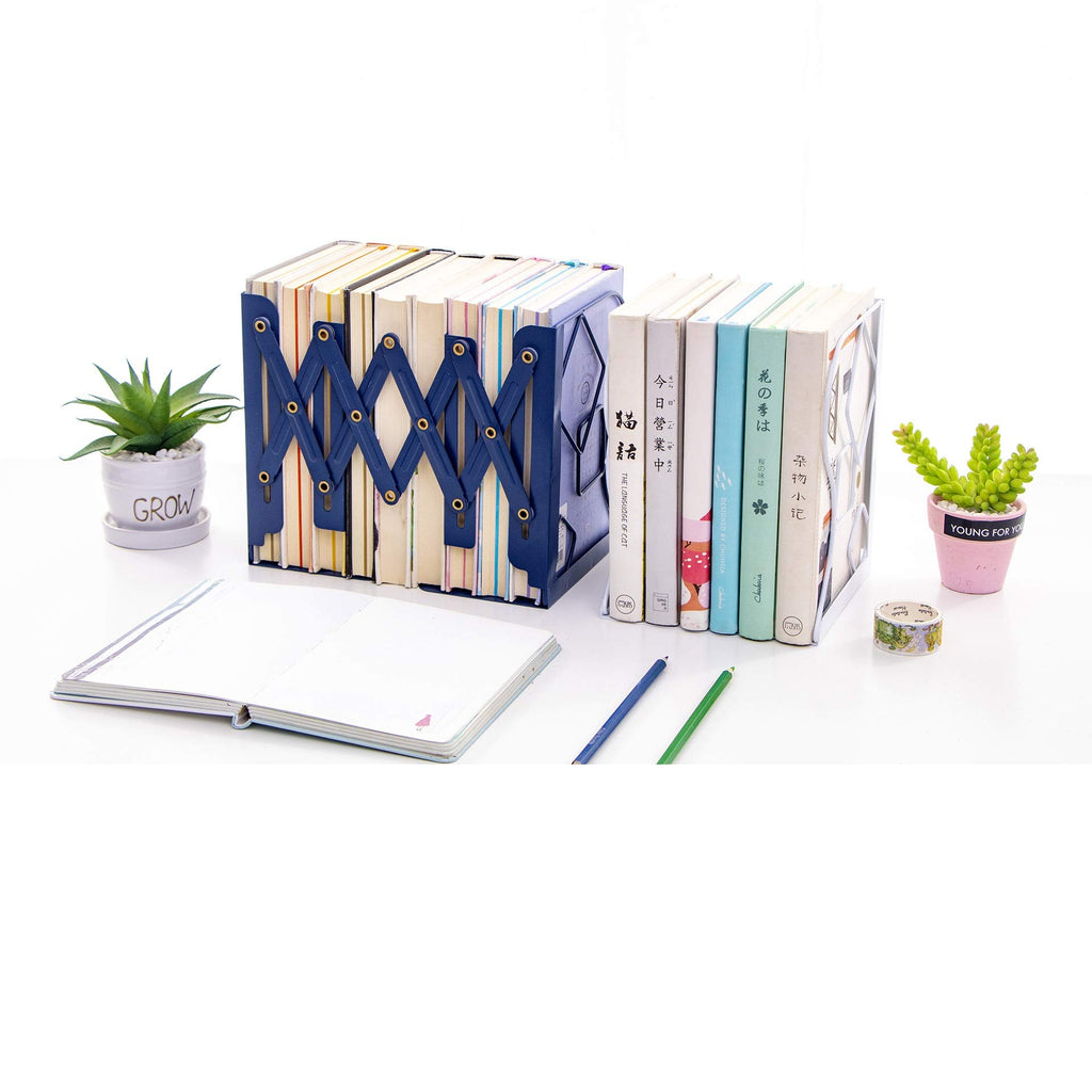 Adjustable Bookends - Nonskid Heavy Duty Book Ends for Desk - Book Stand & Organizer