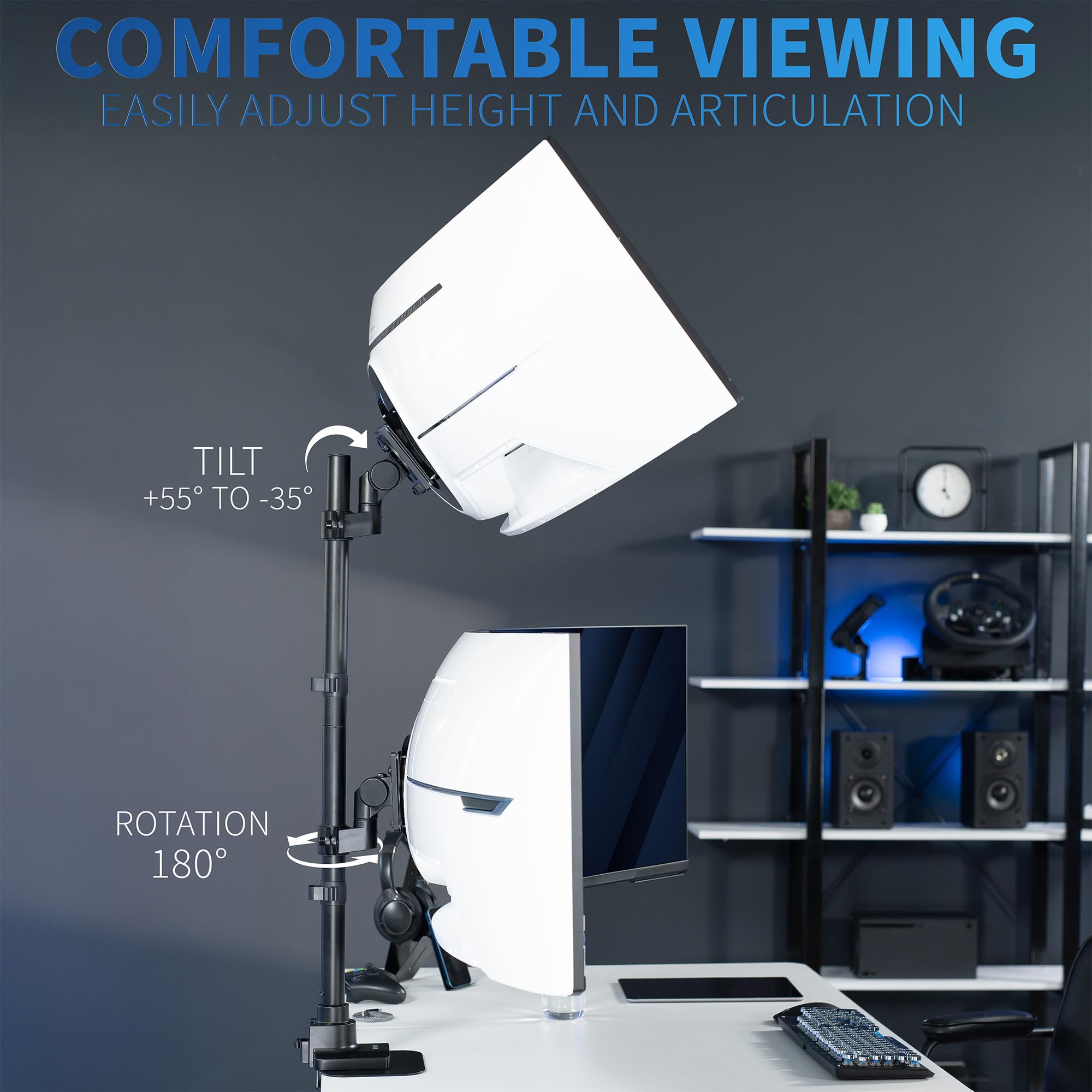 VIVO Dual Monitor Desk Mount Stand with Height Adjustment and VESA Plates for 2 LCD Ultrawide Screens up to 34 inches, Stacked Array, STAND-V002R