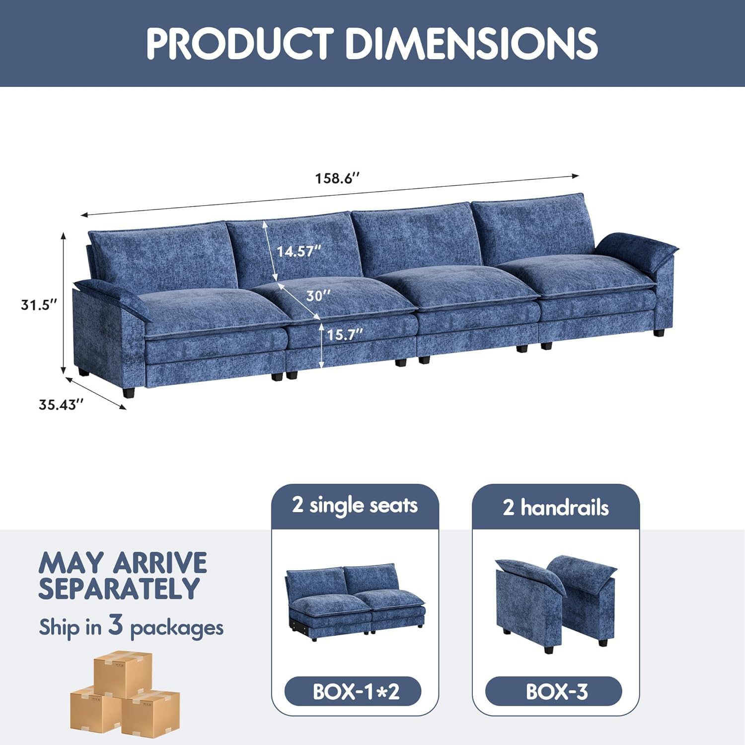 Homall 80" Modular Sectional Sofa, Loveseat Sofa Couch with Double-Layer Cushion, DIY Combination Chenille Deep 2-Seat Cloud Couch for Living Room, Apartment (Bright Grey, Loveseat Sofa)