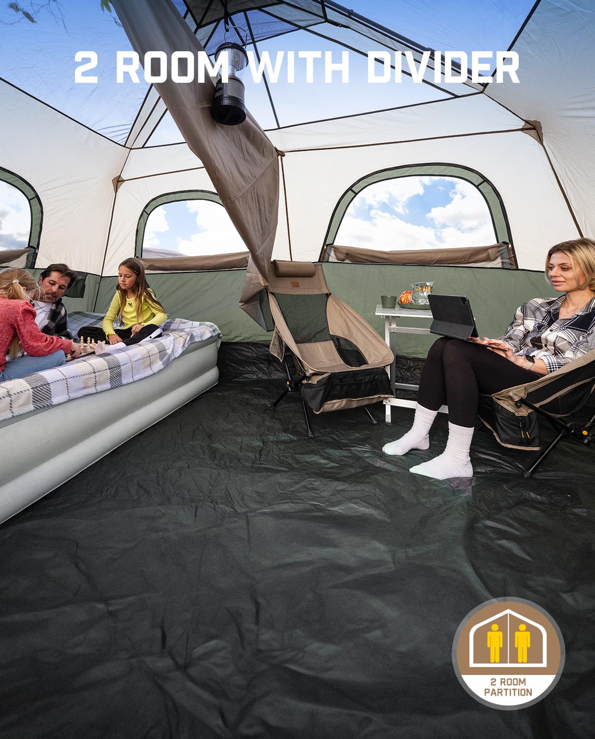 FanttikOutdoor Camping Tent 4/6/8/10 Person Instant Cabin Tent Setup in 60 Seconds with Rainfly & Windproof Portable with Carry Bag for Family Camping & Hiking, Upgraded Ventilation, Navy Blue