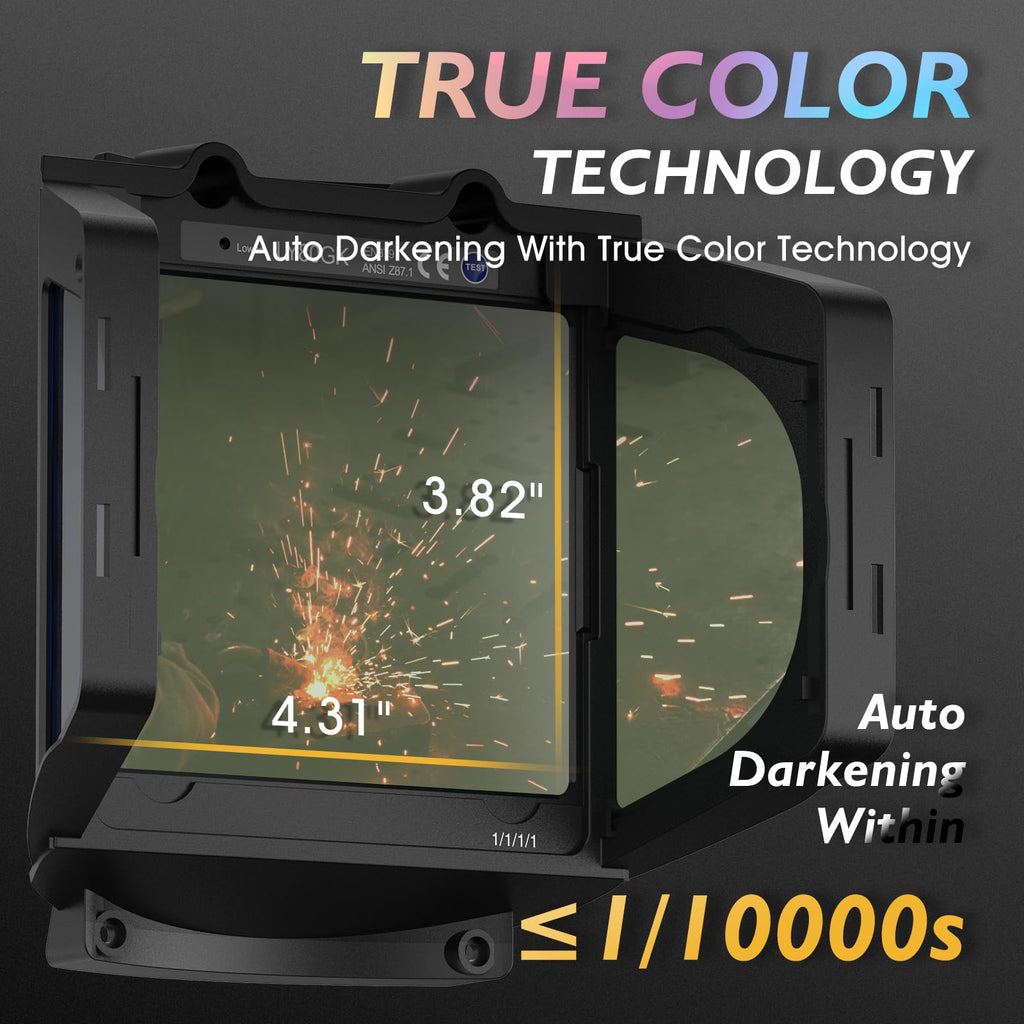 TOOLIOM Flip Up Welding Helmet 3.64 x 1.67 inch Auto Darkening Clamshell Welding Mask True Color Lift Front Welding Hood
