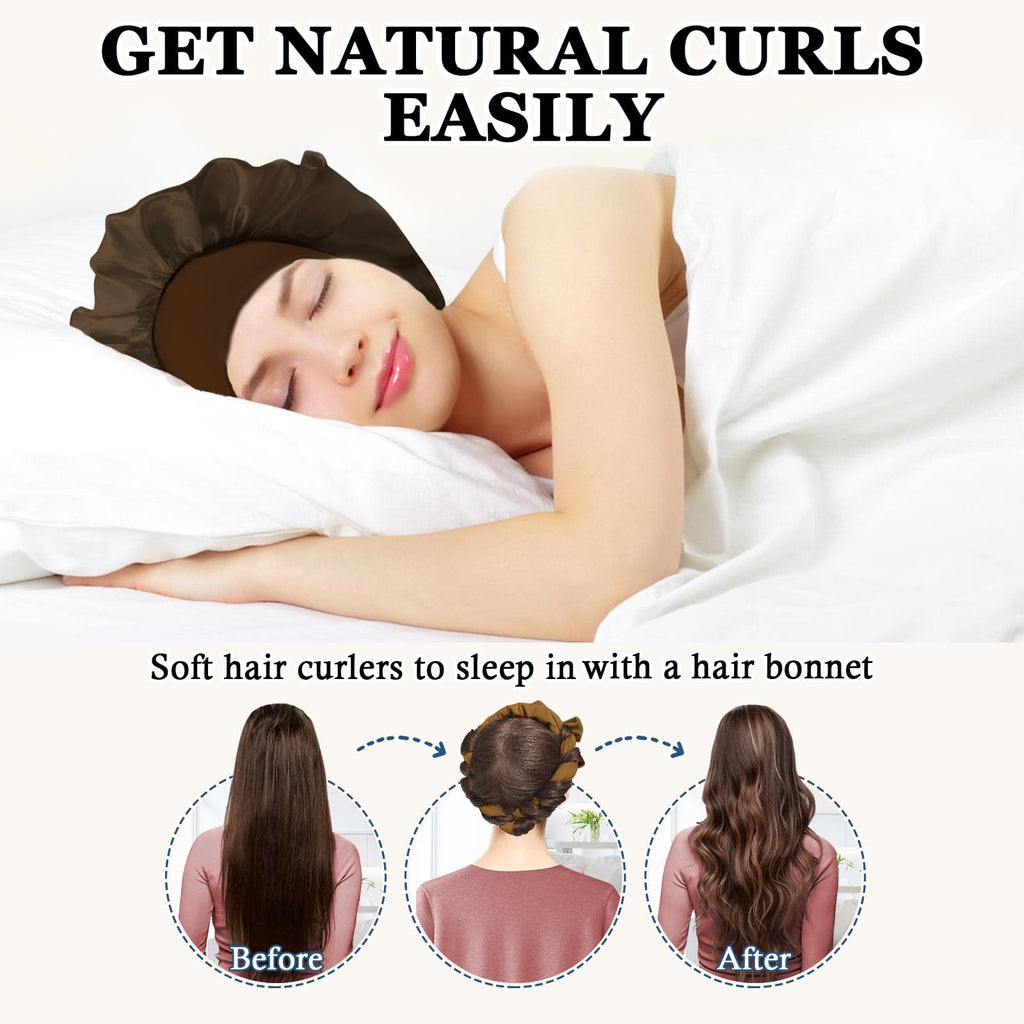 Gwabee Heatless Curls Overnight Hair Curler, 70" Soft Hair Curlers to Sleep In No Heat Curls Overnight, 9 PCS No Heat Curlers Set for Women - Blue