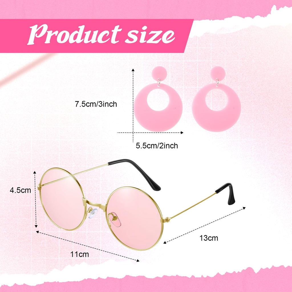 Leumoi 6 Pcs 60s 70s Disco Outfit Women Hippie Costume Accessories Flared Pants Headband Earrings Sunglass