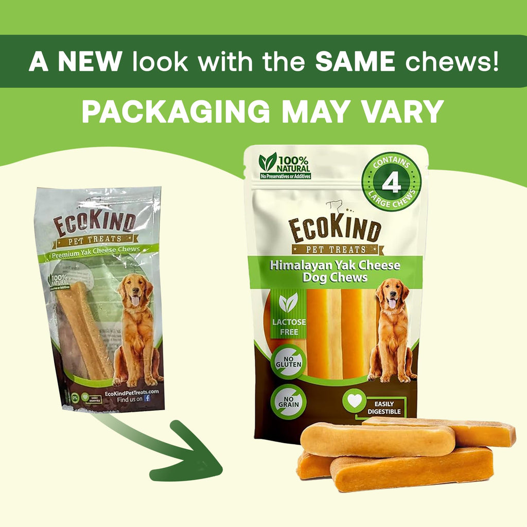 EcoKind Yak Cheese Himalayan Dog Chews, Yak Chews for Small Dogs, Long Lasting Bone for Aggressive Chewers, Only 3 Ingredients, Natural High Protein Treat, No Additives, Lactose Free, Small - 16 Chews