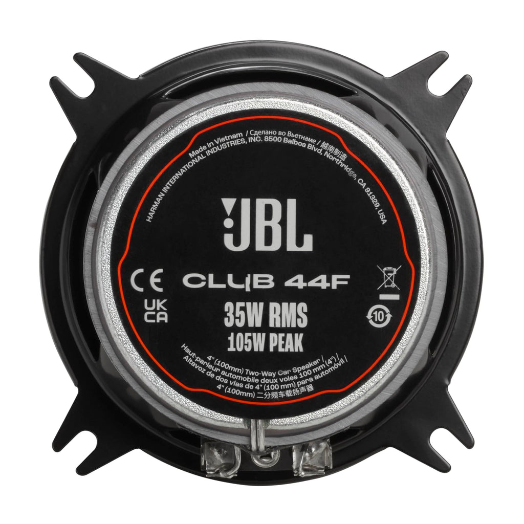 JBL Club 34F - 3-1/2" (87mm) Two-Way Car Speaker, 75 Watts Peak, 25 Watts RMS, Sensitivity (@ 2.83V): 89dB, Frequency Response: 90Hz – 20kHz, Nominal Impedance: 3.0 ohms