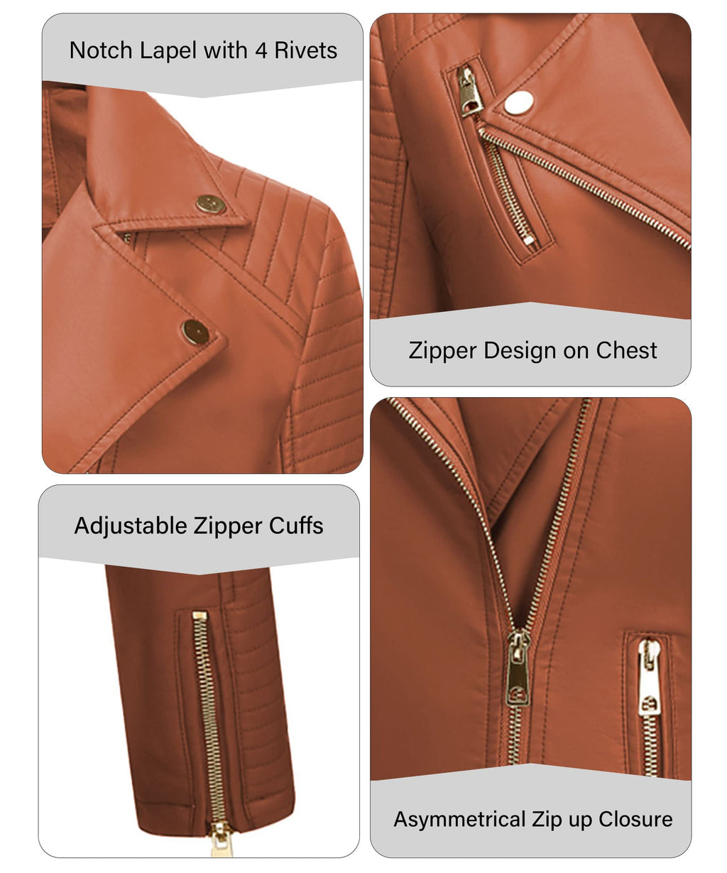 Bellivera Women's Faux Leather Casual Jacket 2026 Spring Trendy Motorcycle Outfits Lightweight Classic Coat
