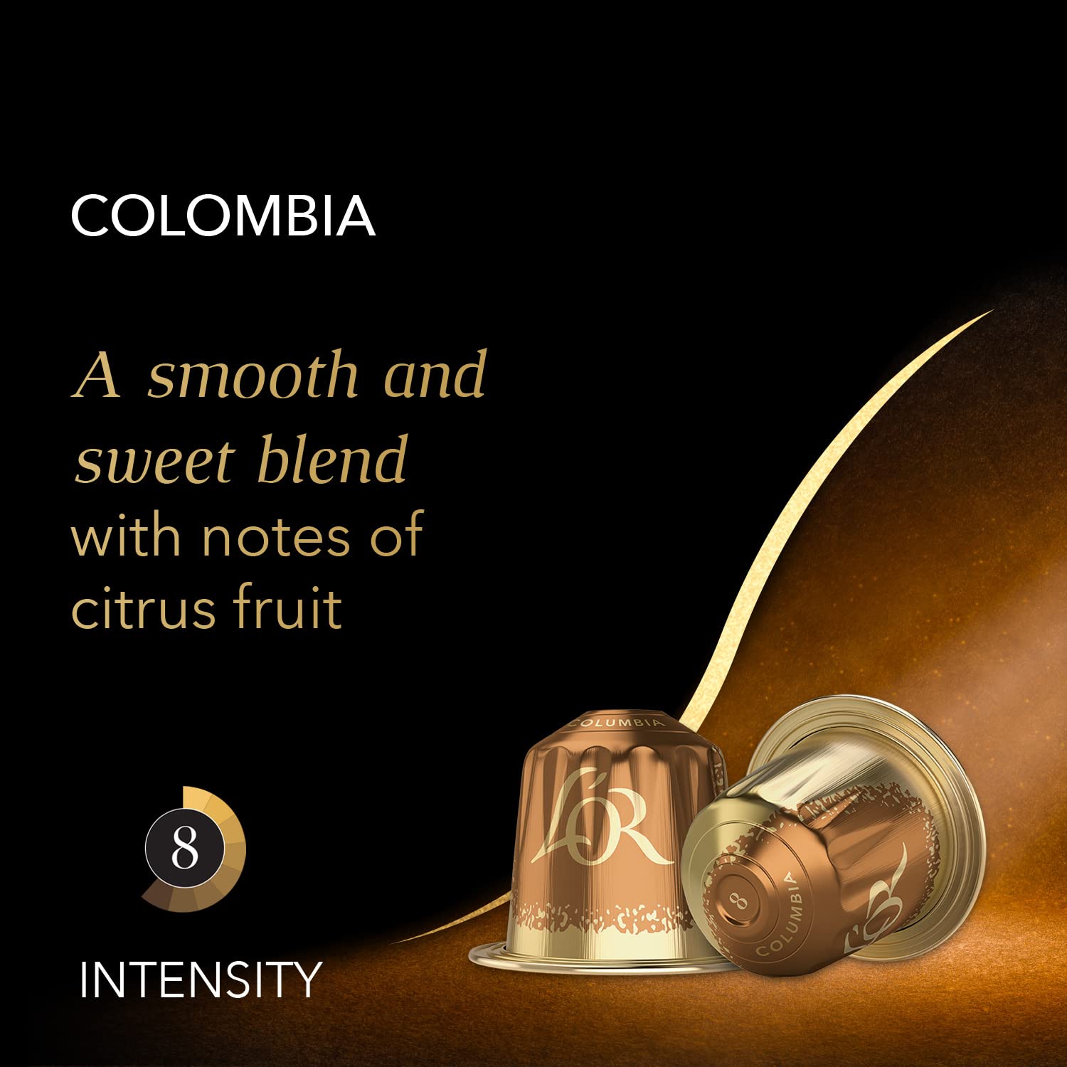L'OR Espresso Capsules, 100 Count Colombia, Single-Serve Aluminum Coffee Capsules Compatible with the L'OR BARISTA System & *Nespresso Original Machines