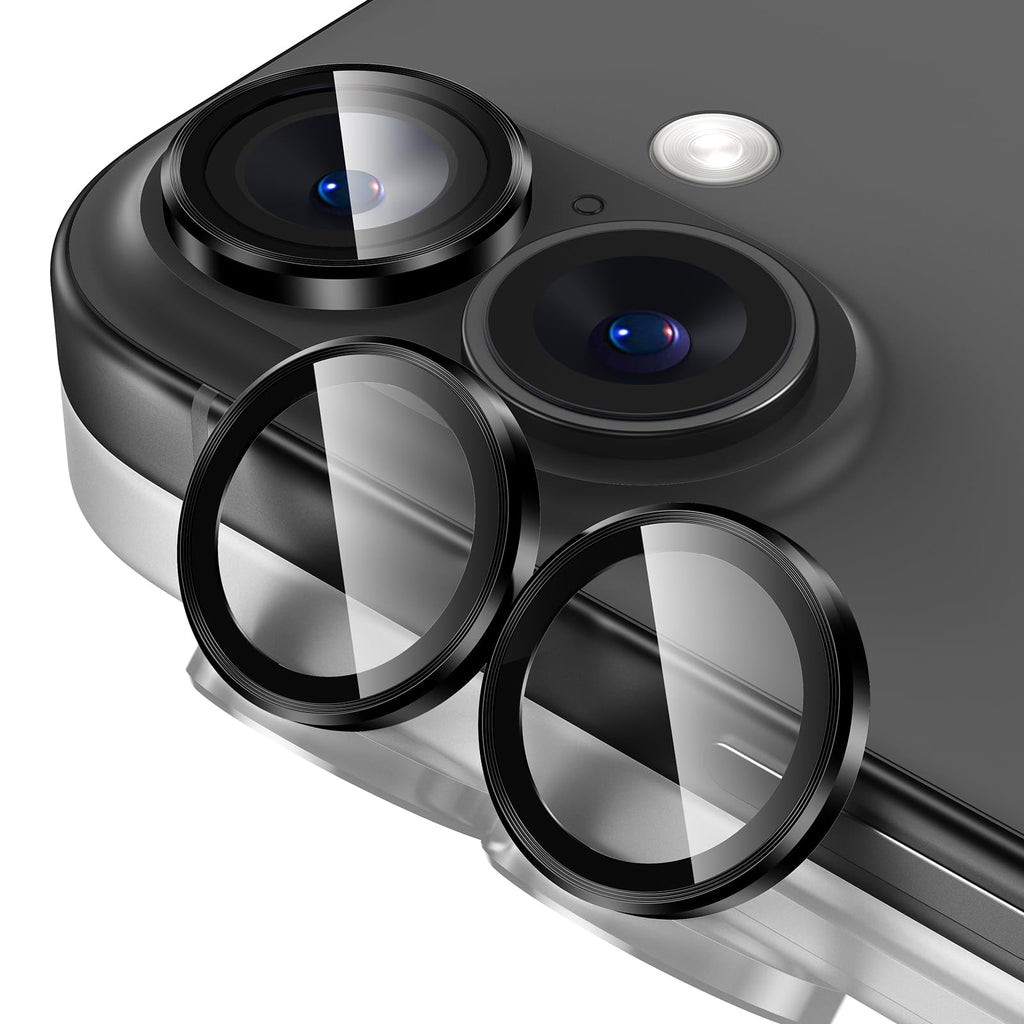 Tensea for iPhone 13 mini/iPhone 13 Camera Lens Protector, 9H Tempered Glass Camera Cover Screen Protector Metal Individual Ring for iPhone 13mini 5.4 inch /13 6.1 inch