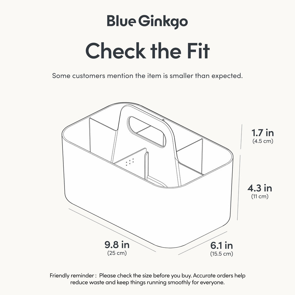 BLUE GINKGO Stackable Organizer Caddy – Korean-Made Portable Tote for Bathroom, Office, Crafts, or School Supplies (Long Rectangle, Blue)