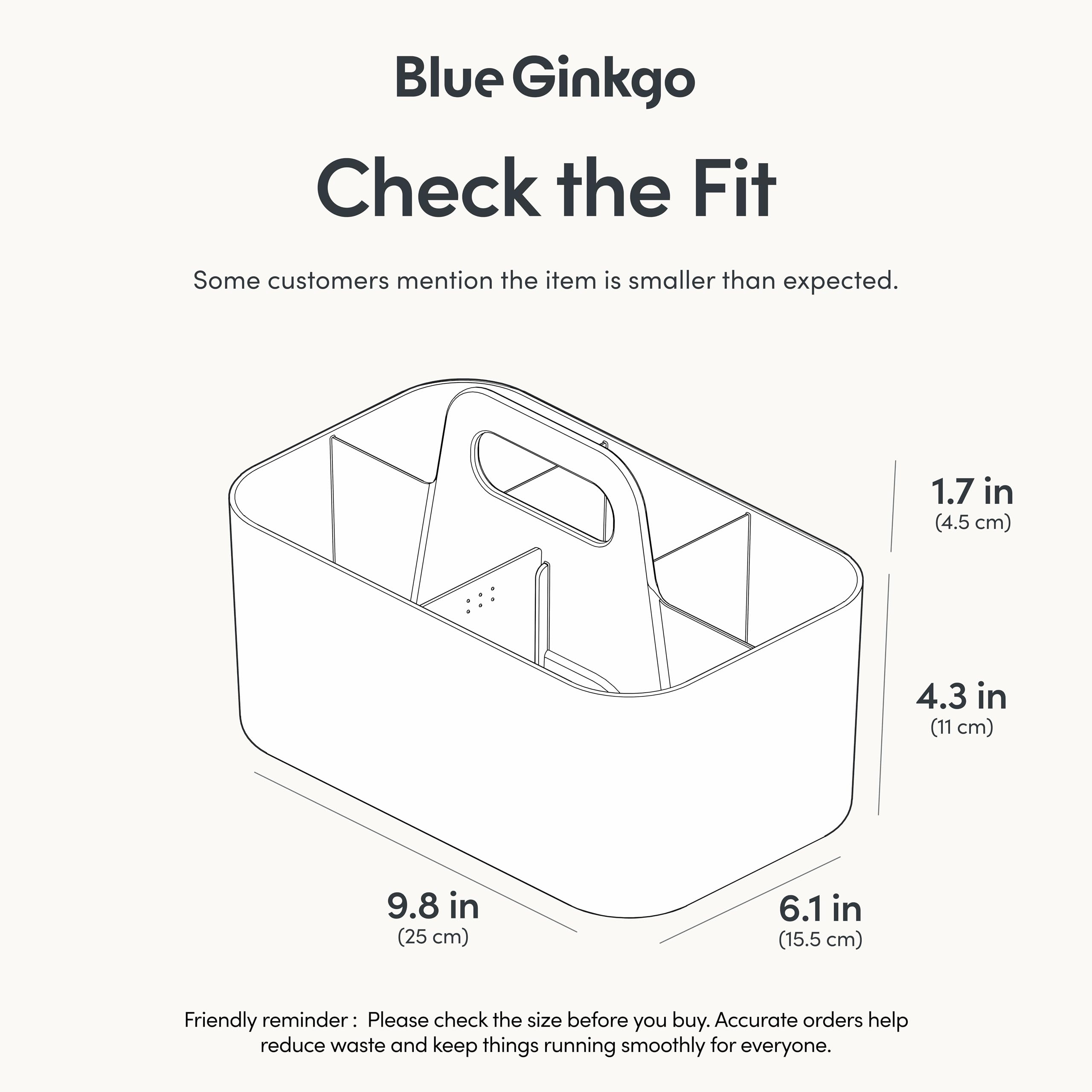BLUE GINKGO Stackable Organizer Caddy – Korean-Made Portable Tote for Bathroom, Office, Crafts, or School Supplies (Long Rectangle, Blue)