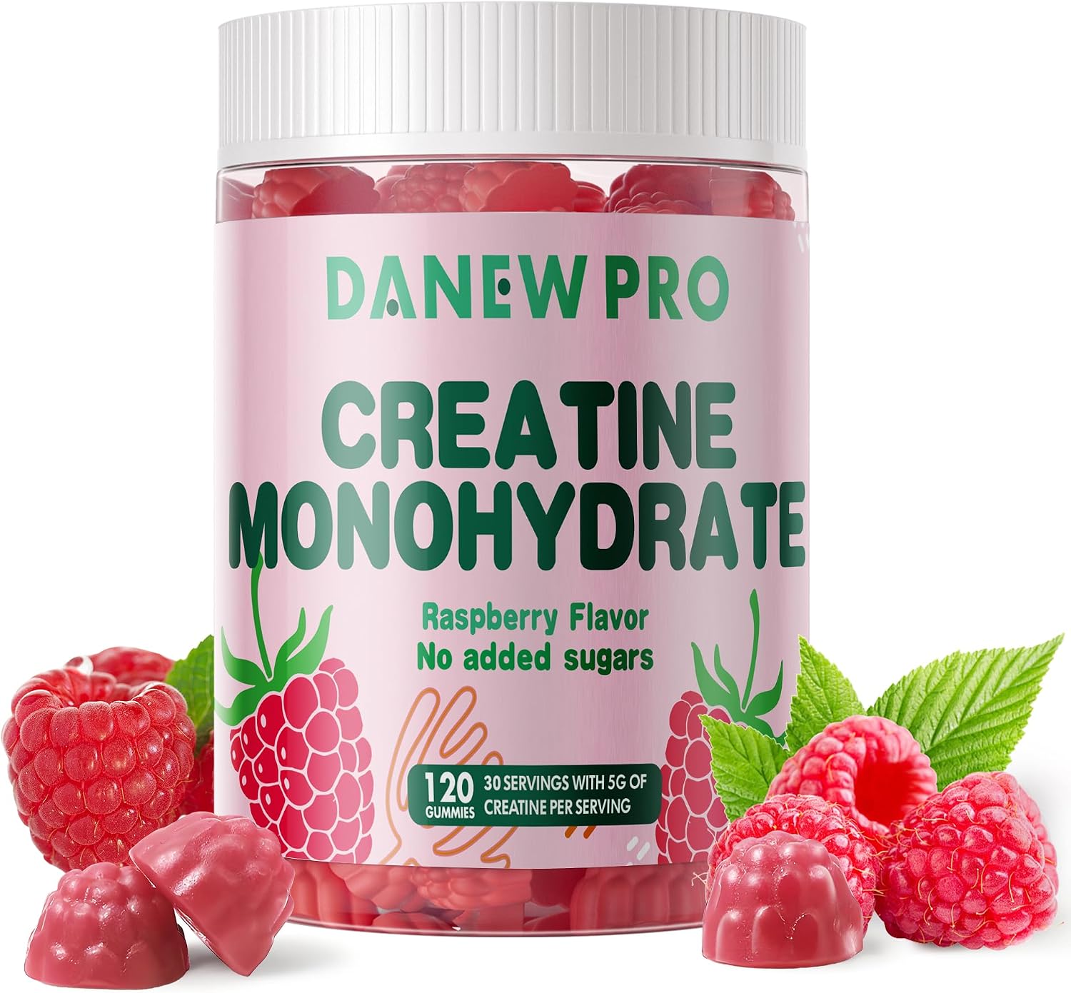 NSF Certified Creatine Gummy 5g - Creatine Monohydrate Gummies for Men & Women, Creatine Monohydrate for Muscle Strength, Muscle Builder, Energy Boost, Pre-Workout Supplement(120 Count)-Raspberry