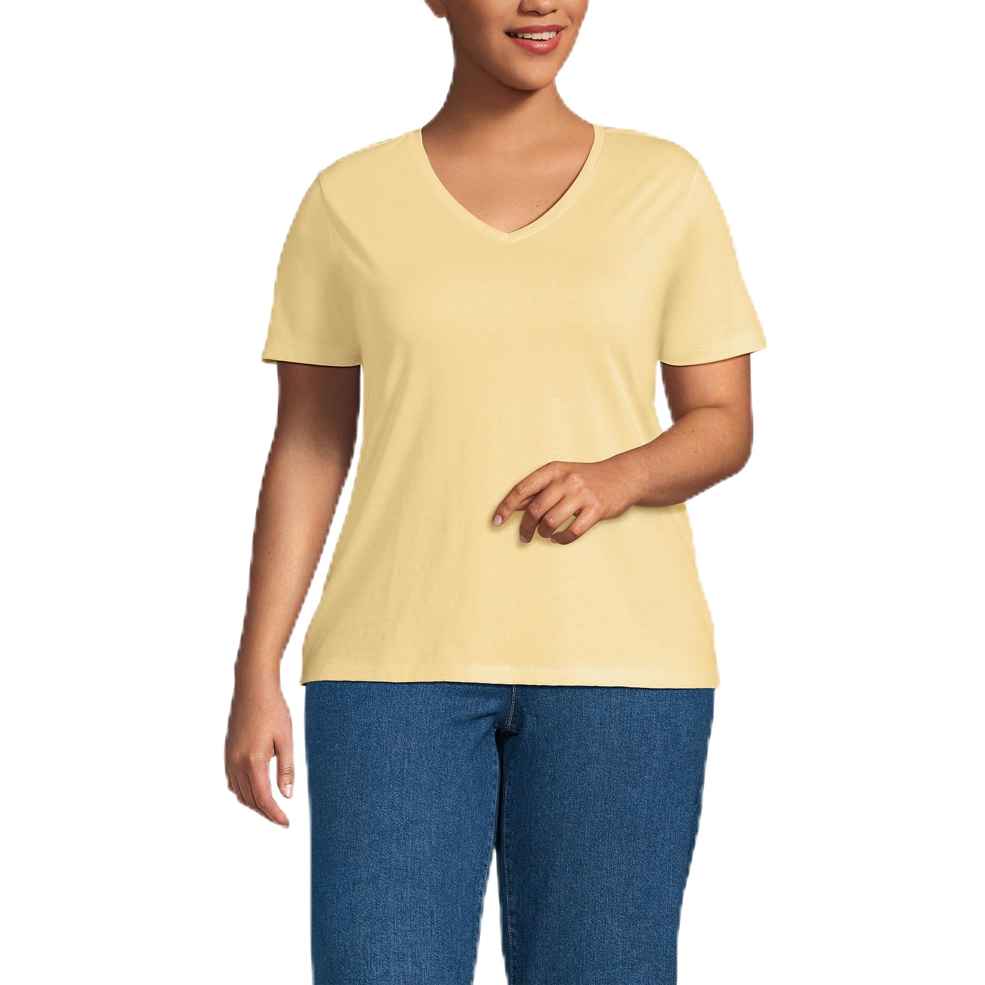 Lands' End Women's Relaxed American-Grown Supima Cotton V-Neck T-Shirt