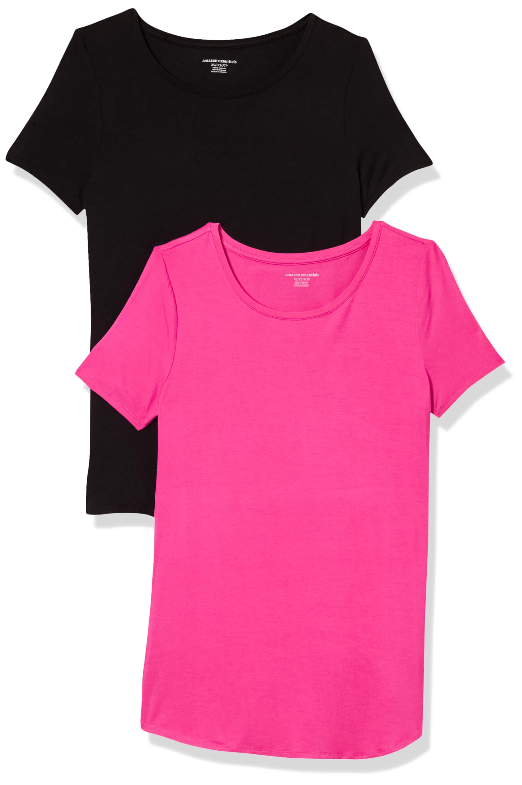 Amazon Essentials Women's Short-Sleeve Scoopneck Tunic Tops, Pack of 2