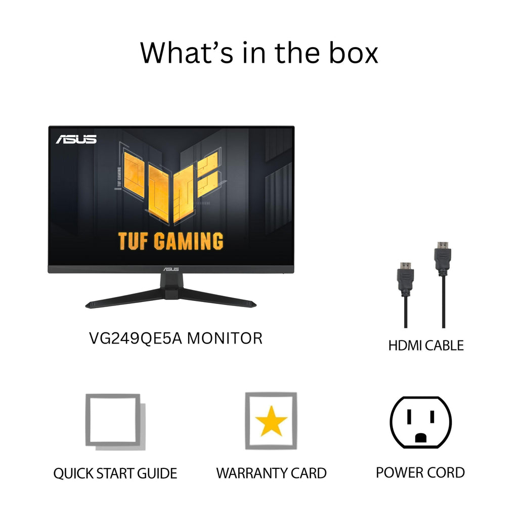 ASUS TUF Gaming 24” (23.8” viewable) 1080P Monitor (VG249QE5A) - FHD, 144Hz Overclock to 146Hz, IPS, Extreme Low Motion Blur Sync, 1ms, Speakers, Variable Overdrive, DisplayWidget Center, 3yr Warranty