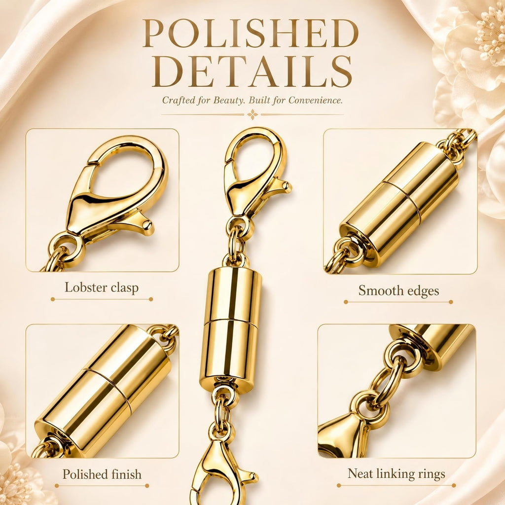 12 Pack Magnetic Necklace Clasps and Closures. Necklace Jewelry Extender with Strong Magnet. for Jewelry Necklace Bracelet Making. Gold and Silver Plating (12Pcs | Gold Cylinder)