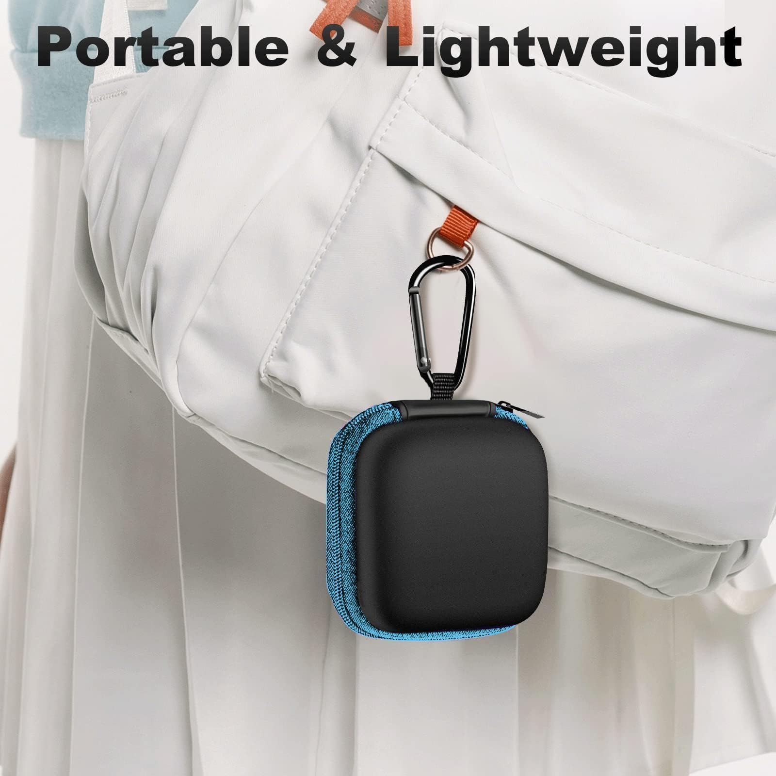 2Pack Oval Earbud Case Portable EVA Carrying Case Storage Bag Cell Phone Accessories Organizer with Carabiner for Earphone, Earbud, Earpieces, SD Memory Card, Camera Chips, Black/Purple