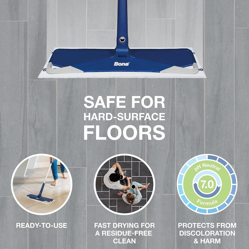 Bona® Disposable Wet Cleaning Pads for Hard-Surface Floors, Lemon Mint Scent 12 Count (Pack of 1)