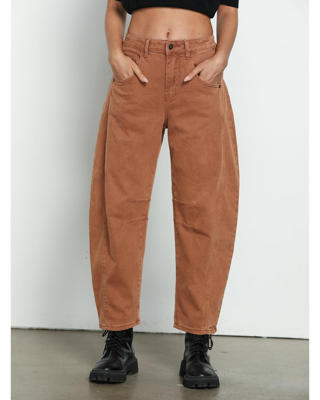 Utyful Barrel Jeans Women Cropped Baggy Trendy High Waisted Distressed Loose Stretch Denim Trouser Jeans with Pockets