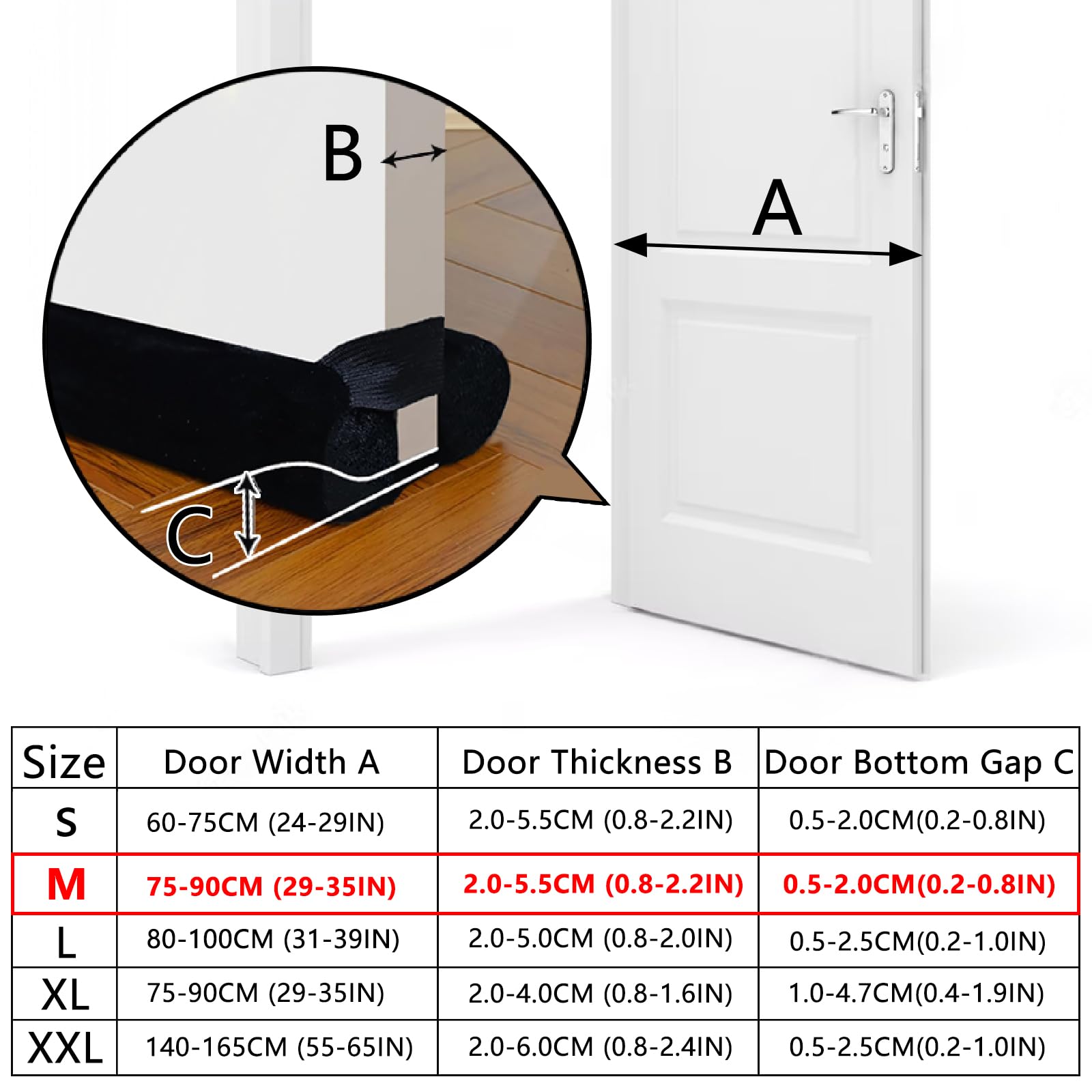BKSAI Door Draft Stopper for Doors No Adhesive Draught Excluder Under Door Wind Blocker for Bottom of Door,Reduce Noise Draught Excluder Sweep Sound Proof (Beige 24-29IN / Distance Under The Door 1IN)