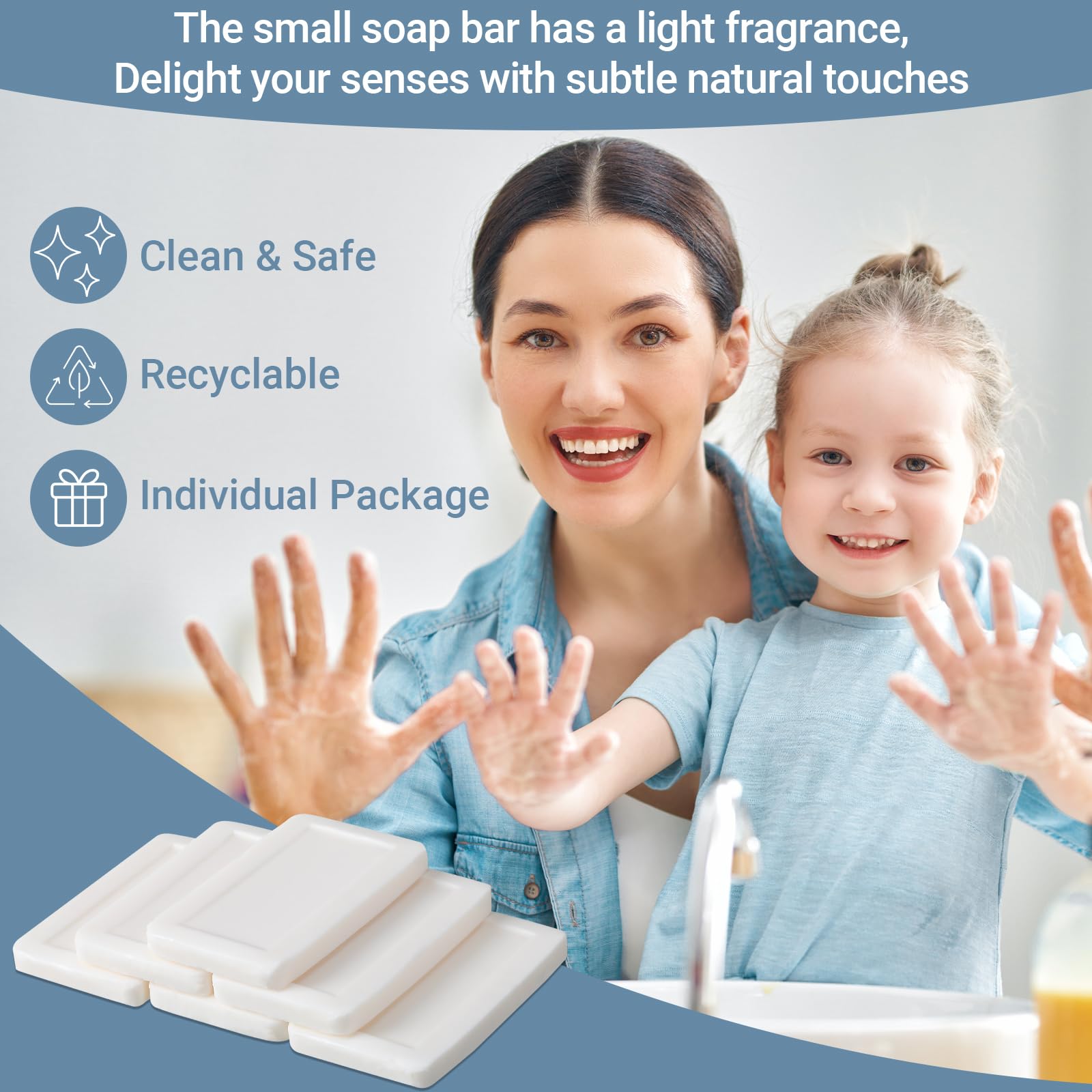 Kacctyen 100 Pcs 0.35oz Mini Bar Soap Bulk Individually Wrapped Bulk Hand Hotel Soap Bars Travel Size Toiletries for Guest Vacation Bathroom Rentals