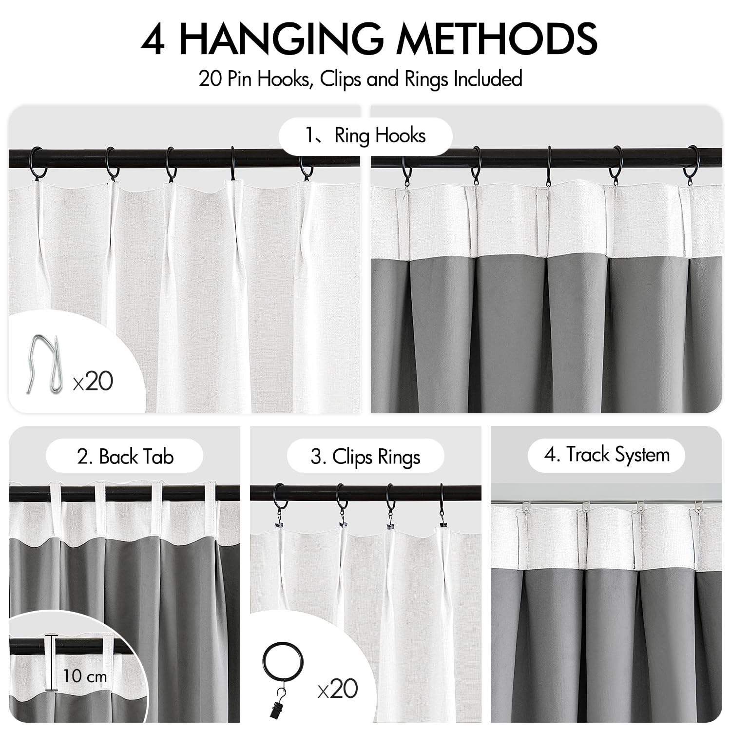 MIULEE Linen Pinch Pleated 100% Blackout Curtains for Bedroom 84 Inch Long 2 Panels Set- Back Tab Track Beige Thermal Insulated Cream Black Out Triple Pleat Room Darkening Drapes with Hooks, Greige