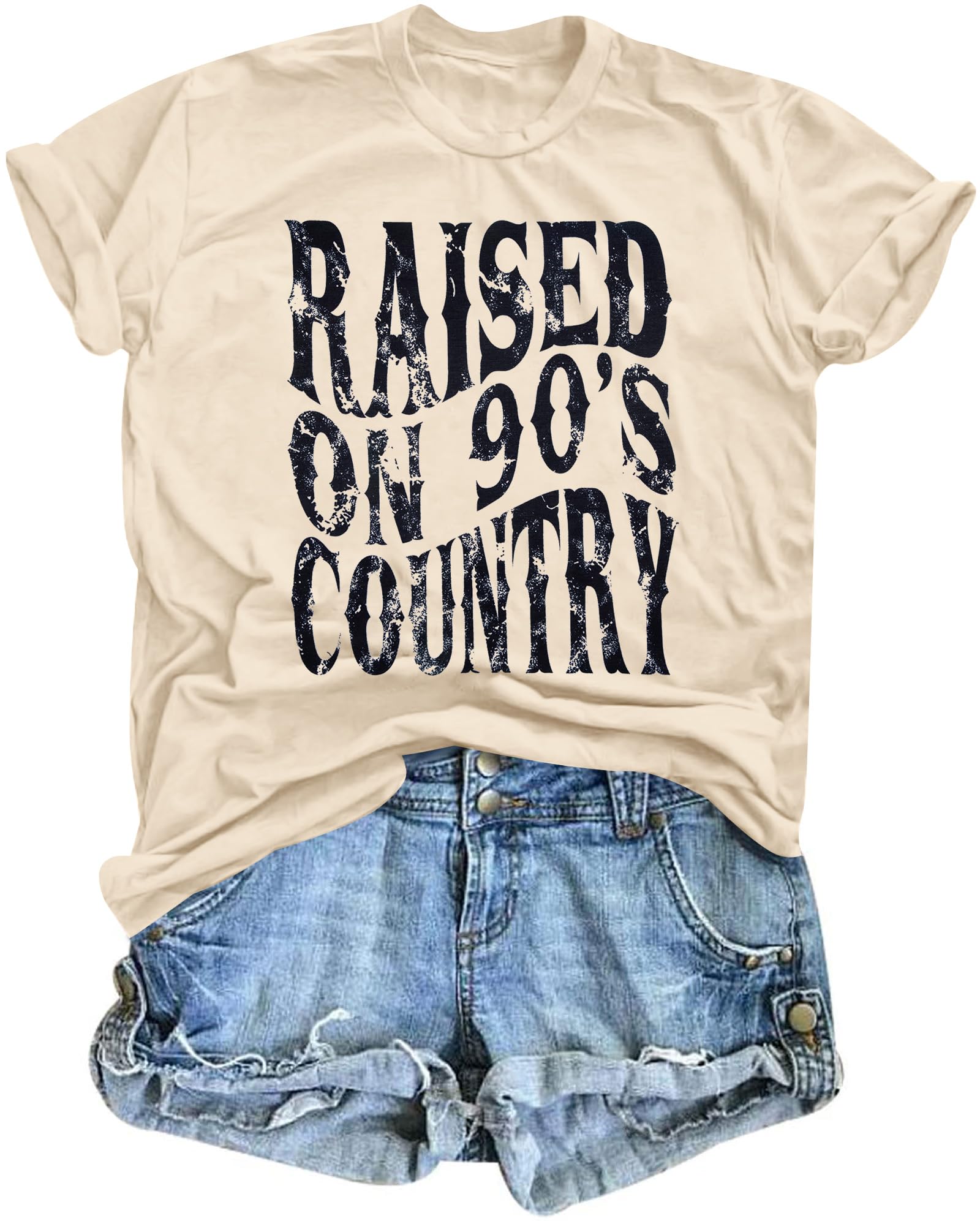 Raised on 90s Country Shirt Womens: Country Concert Outfit Country Music Tshirt Vintage Graphic Short Sleeve Tees