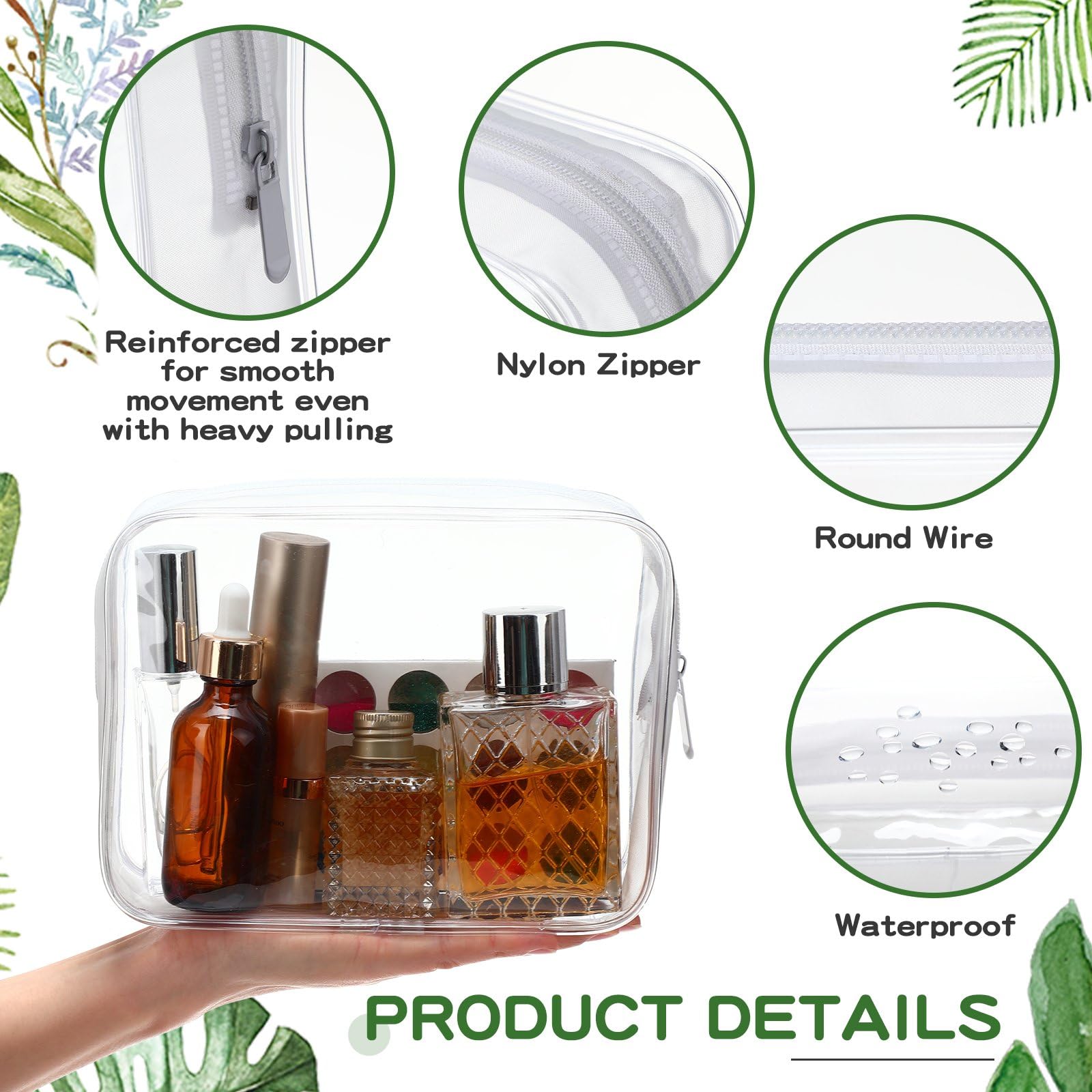 Weewooday 12 Pieces Clear Makeup Bags Cosmetic Storage Bags PVC Zipper Pouches Travel Waterproof Makeup Plastic Case for Women Organizing Toiletries Traveling Bathroom(Medium,Black)