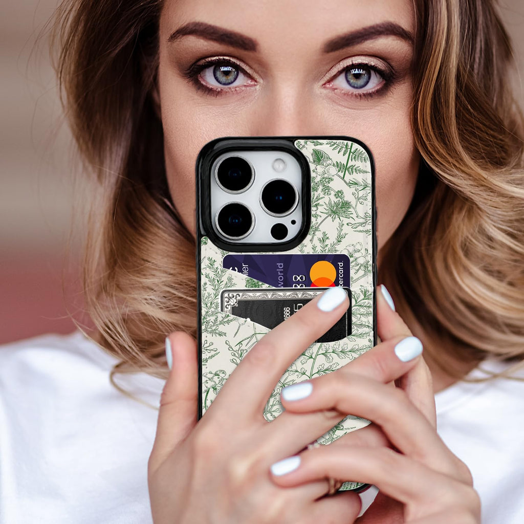 for iPhone 11 6.1 inch Case with Card Holder Soft Leather Wallet Case Protective Shockproof Hard Cover for Women Man (Blue Floral, iPhone 11 6.1 inch)