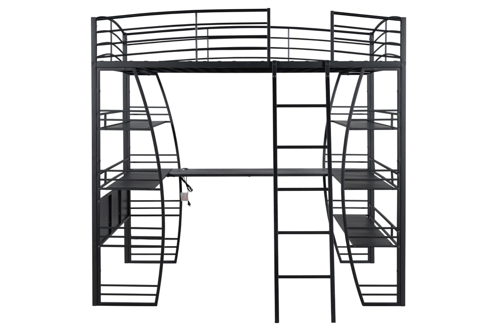 DNYN Twin Size Loft Bed with Desk & Storage Drawers& Table Set for Kids Bedroom,Covertible Twin-Over-Twin Bunkbeds Design,Easy Assemble & Space Saving & No Box Spring Needed,for Small Space, Black