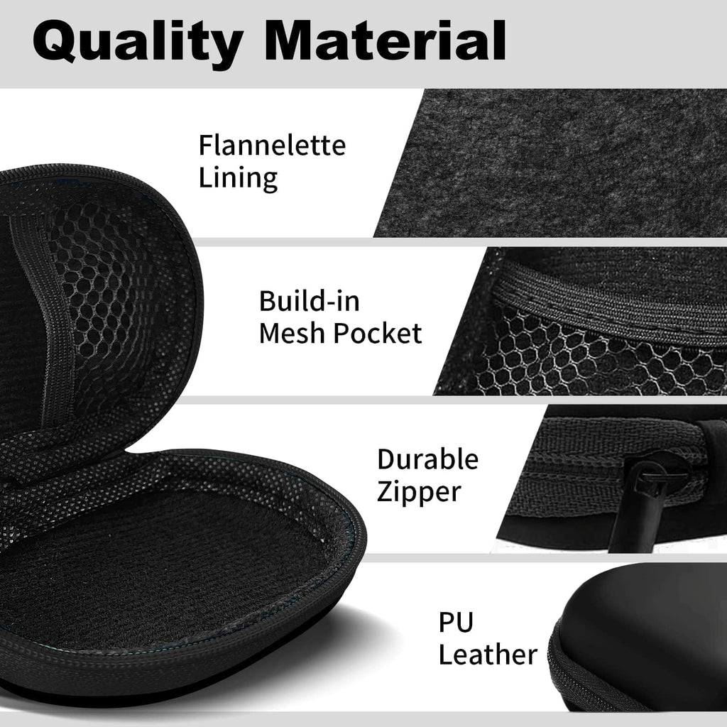 2Pack Oval Earbud Case Portable EVA Carrying Case Storage Bag Cell Phone Accessories Organizer with Carabiner for Earphone, Earbud, Earpieces, SD Memory Card, Camera Chips, Black/Purple