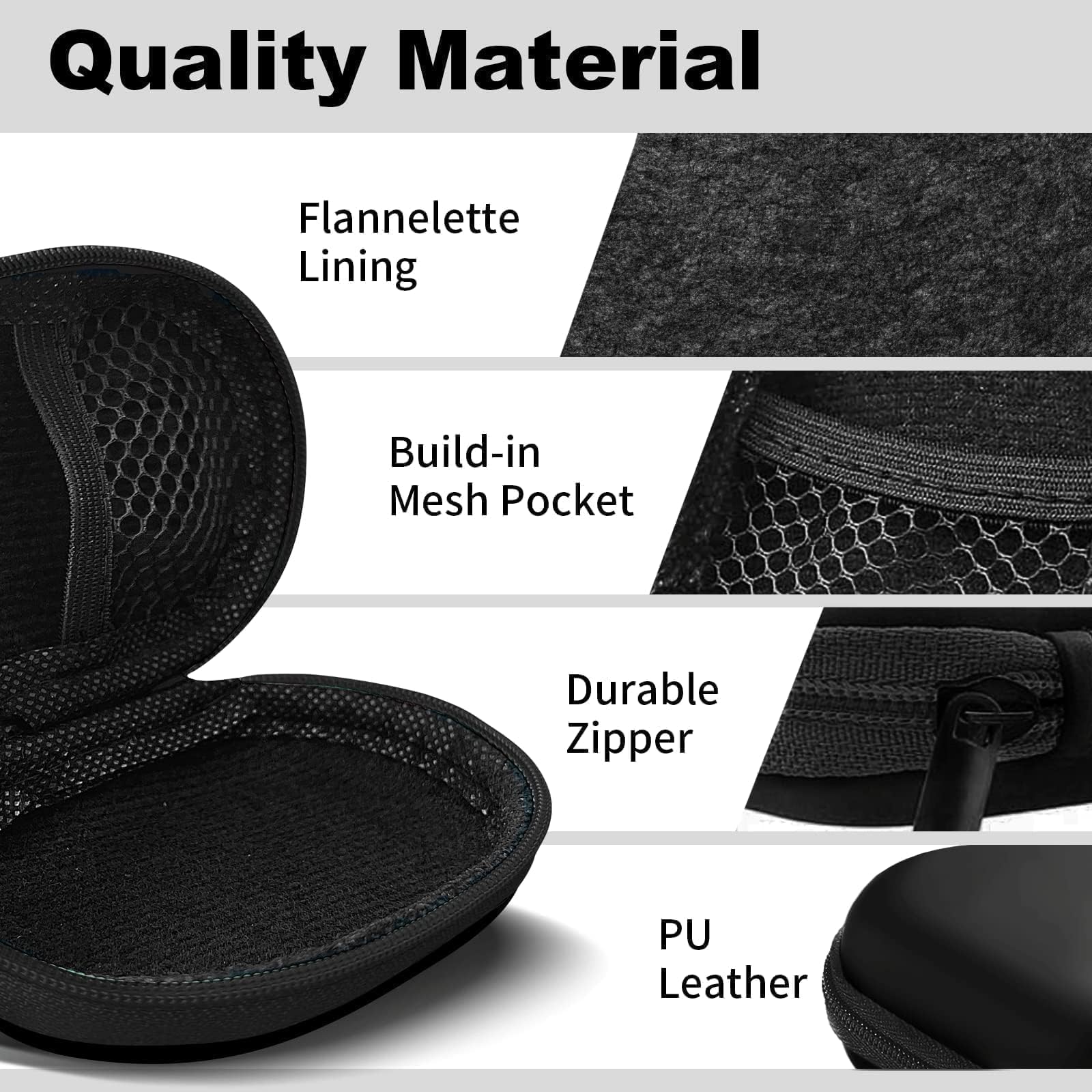 2Pack Oval Earbud Case Portable EVA Carrying Case Storage Bag Cell Phone Accessories Organizer with Carabiner for Earphone, Earbud, Earpieces, SD Memory Card, Camera Chips, Black/Purple