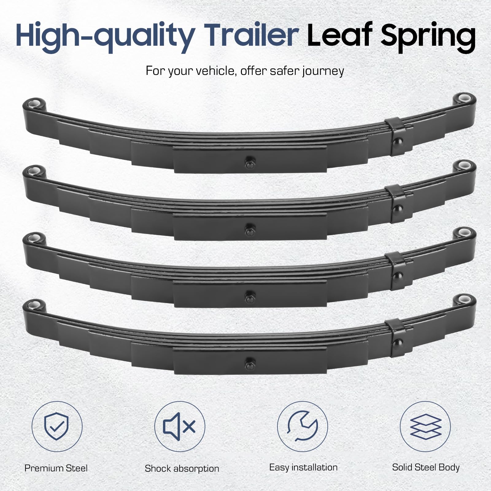 2 Pieces of Replacement for SW4B 4 Leaf Trailer Leaf Spring, 3500lb Single Trailer Axle Suspension Kit, 25-1/4" Length with 1750lb Capacity Double Eyes Leaf Springs and U-Bolt