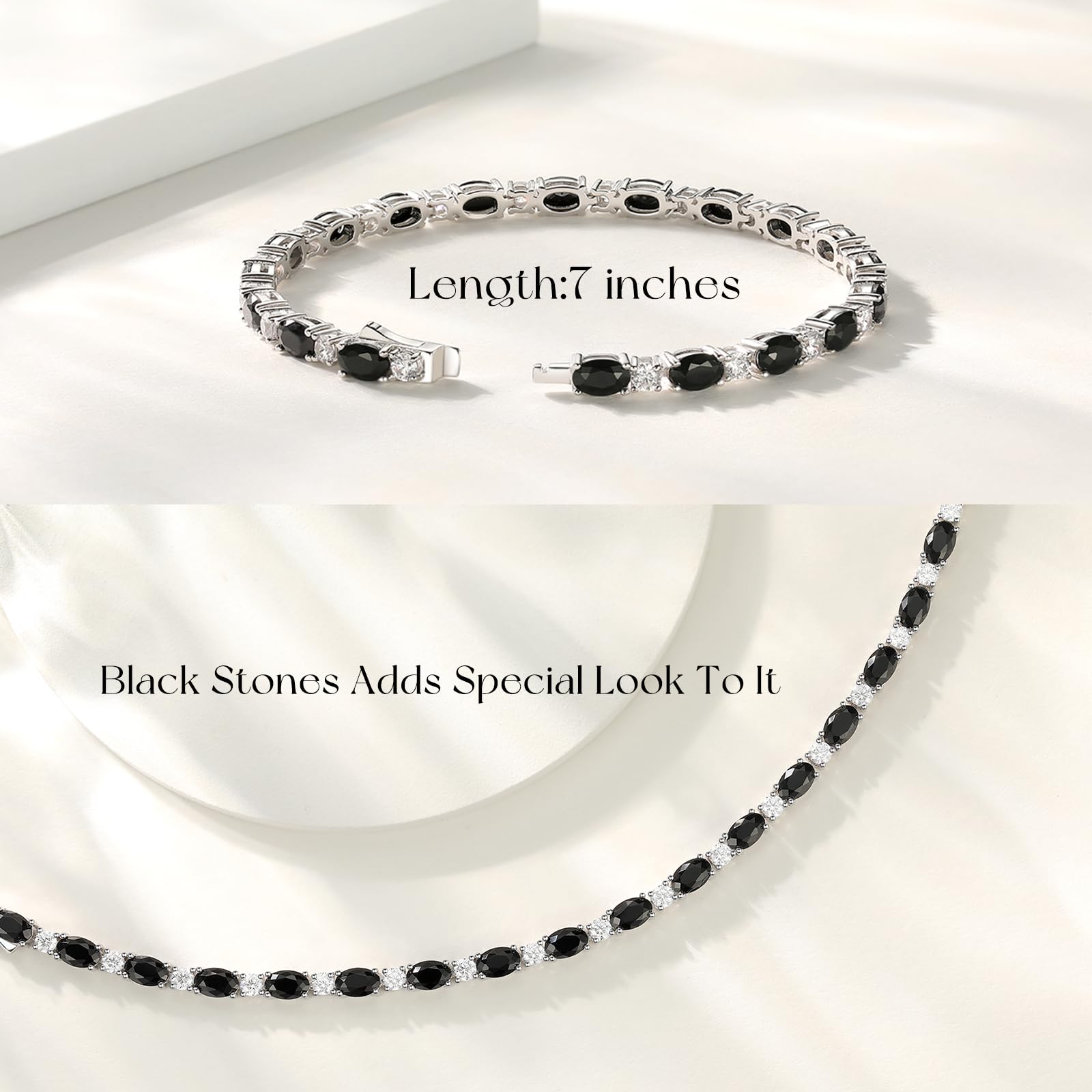 FANCIME Birthstone Bracelets Sterling Silver Tennis Bracelets Charm Fine Jewelry Birthday Gifts for Women 7"