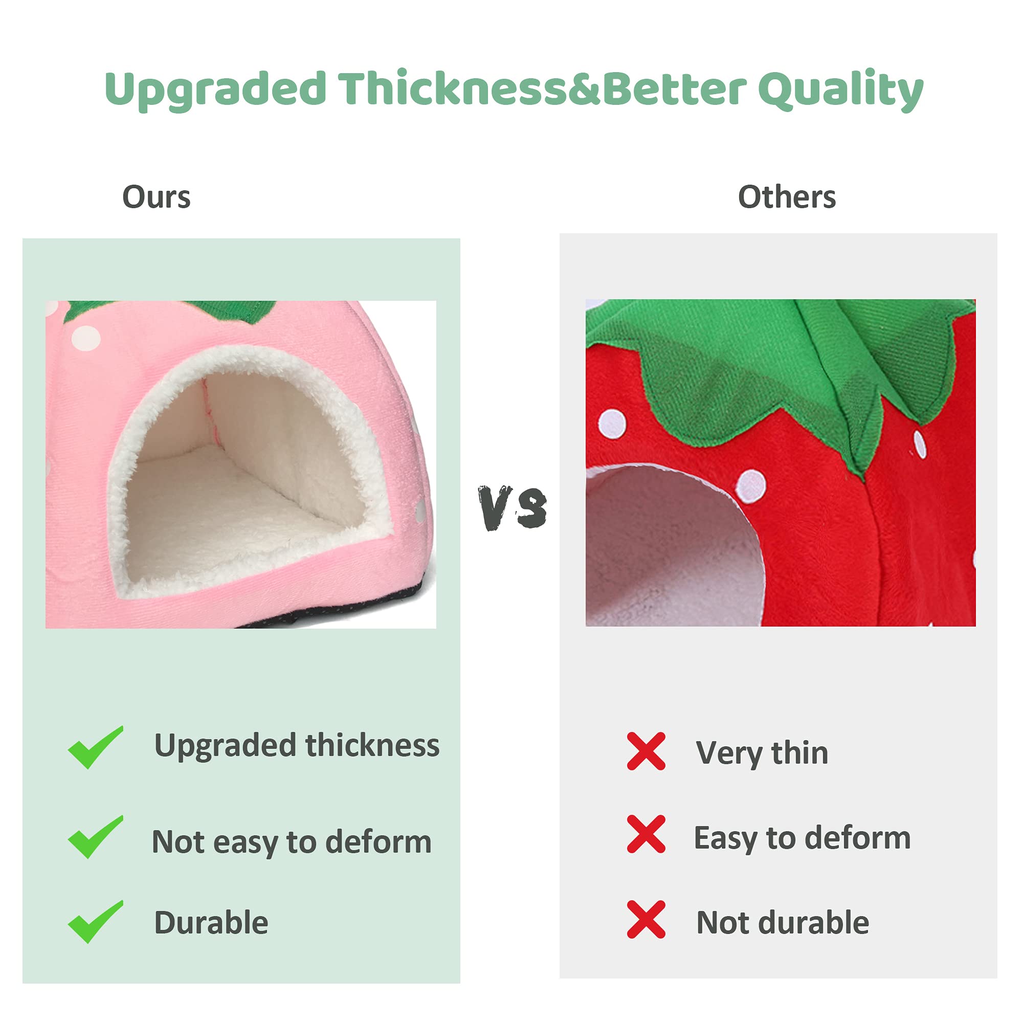Guinea Pig Hideout Bed Dwarf Rabbit House Cave Accessories Cozy Hide-Out for Little Bunny Hedgehog Ferret Chinchilla&Other Small Animals