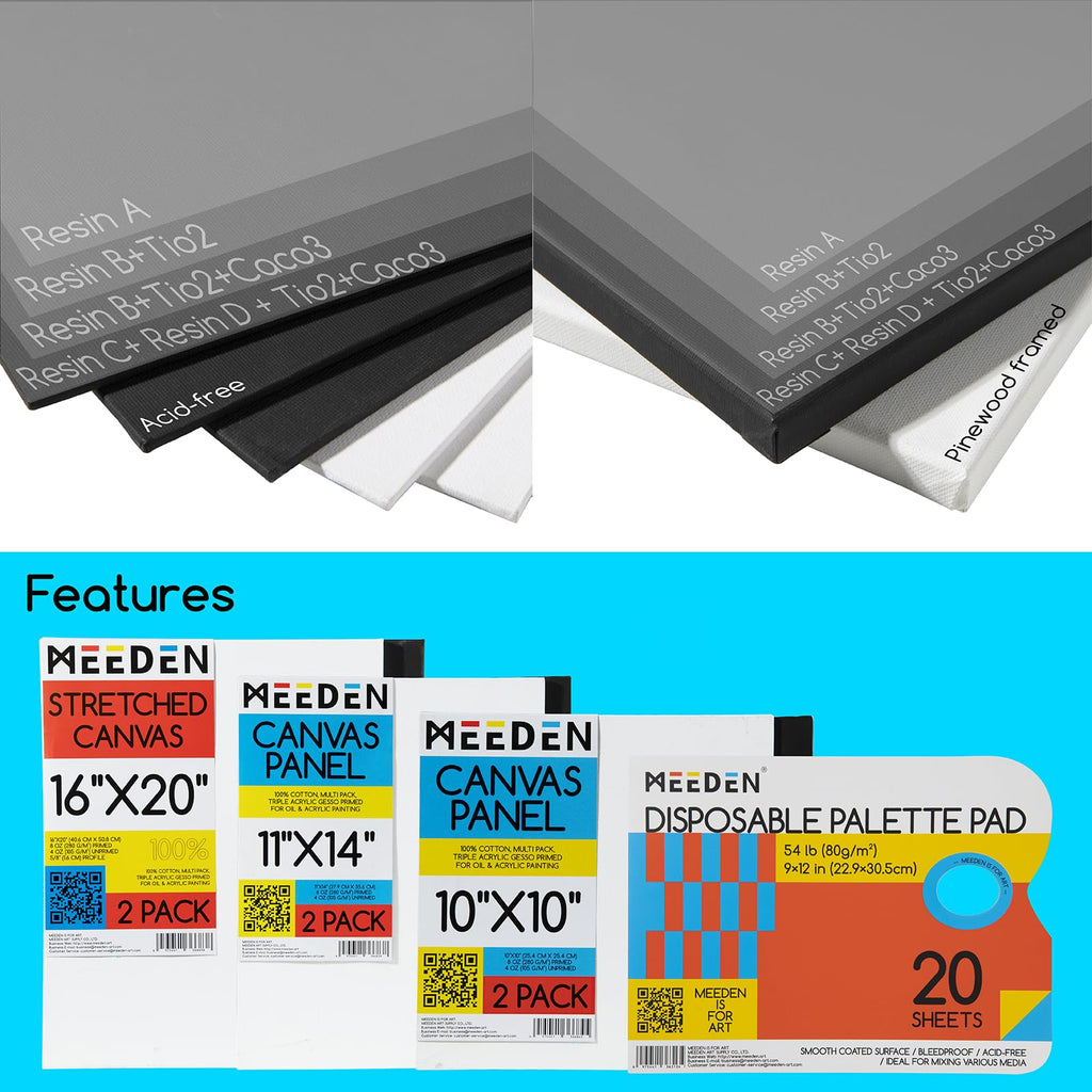 MEEDEN Professional Art Supplies - 142PCS All-in-one Painting Kits for Adults, Beechwood Easel, Aluminum Alloy Bracket, 30 Quality Brushes, 96 Paints & Other Professional Art Supplies.